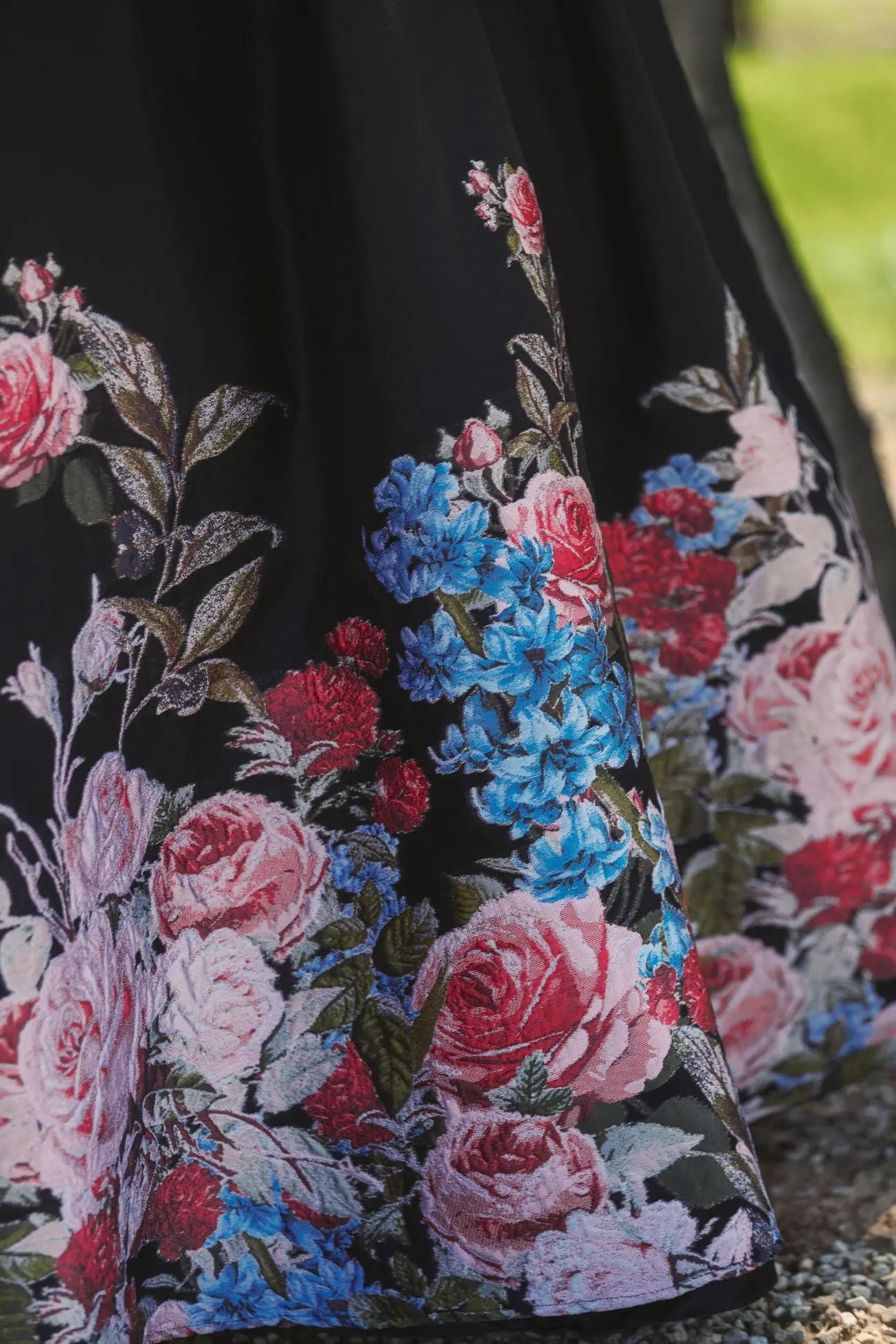 Black Strapless Floral Brocade Ballgown - Mac Duggal