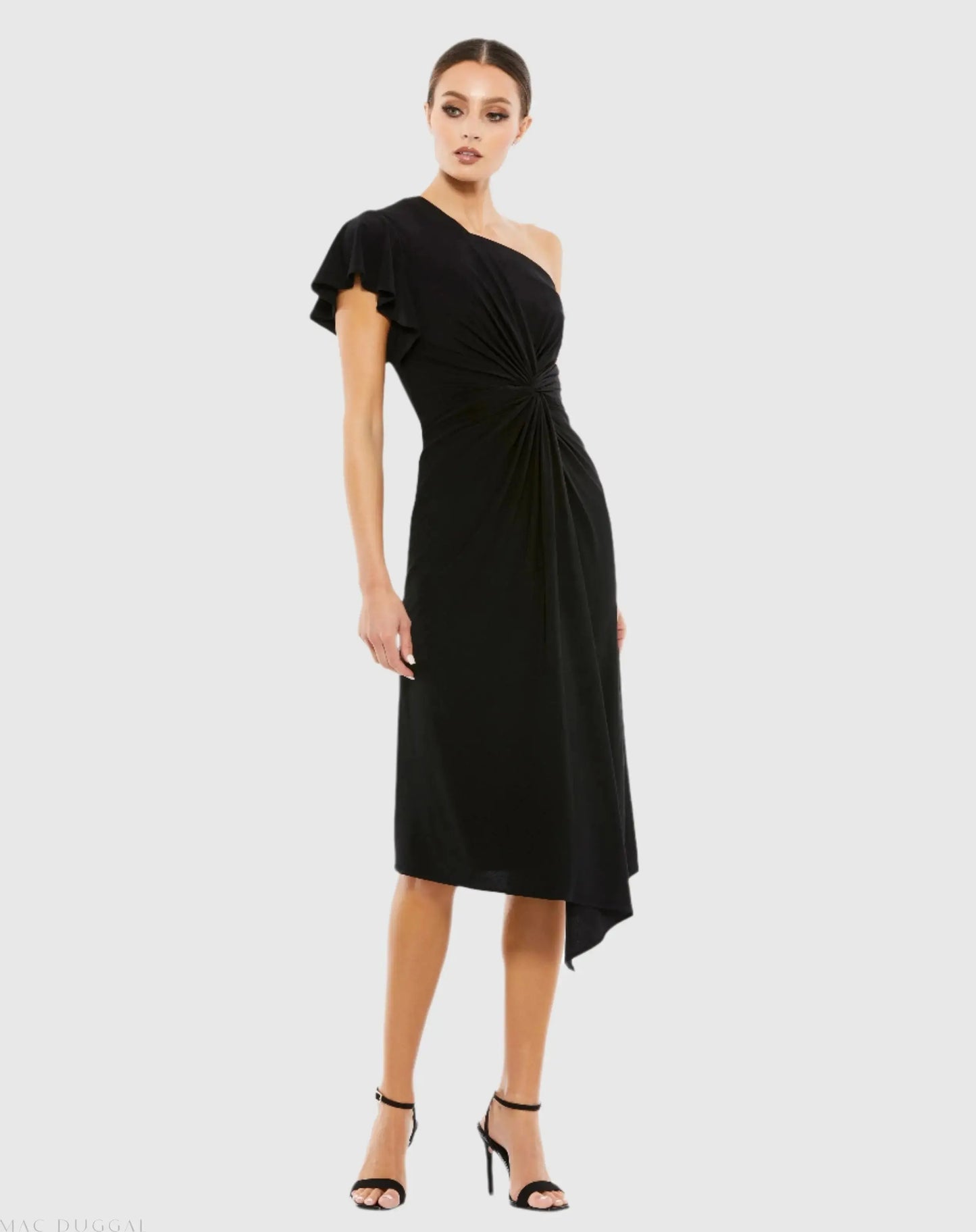 One Shoulder Midi Length Jersey Dress - Mac Duggal One Shoulder Midi Length Jersey Dress - Mac Duggal