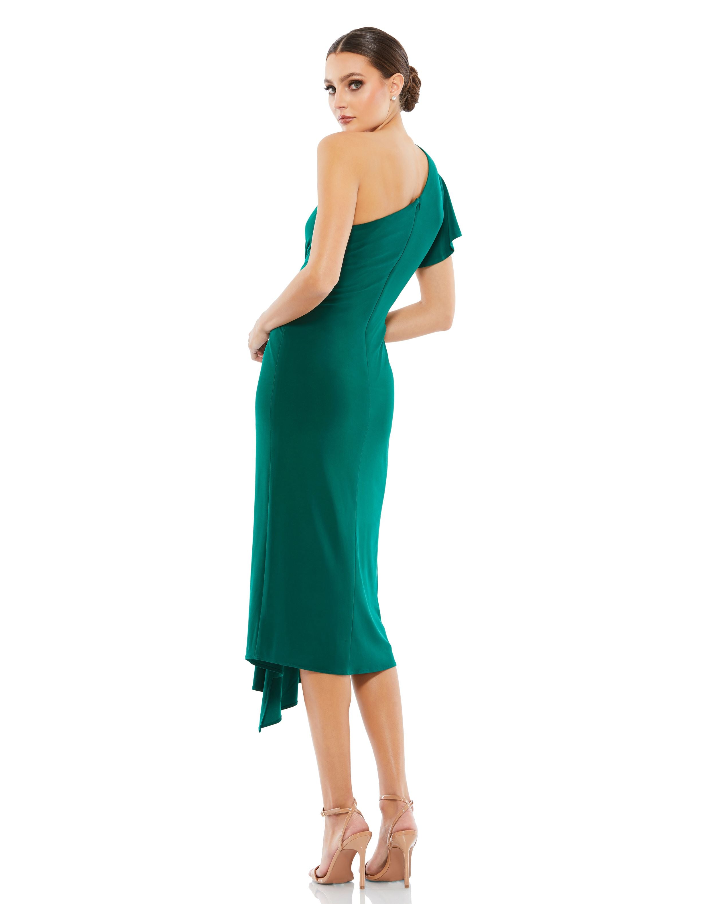 One Shoulder Midi Length Jersey Dress