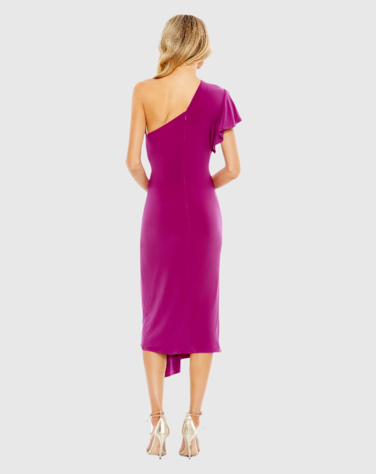 One Shoulder Midi Length Jersey Dress