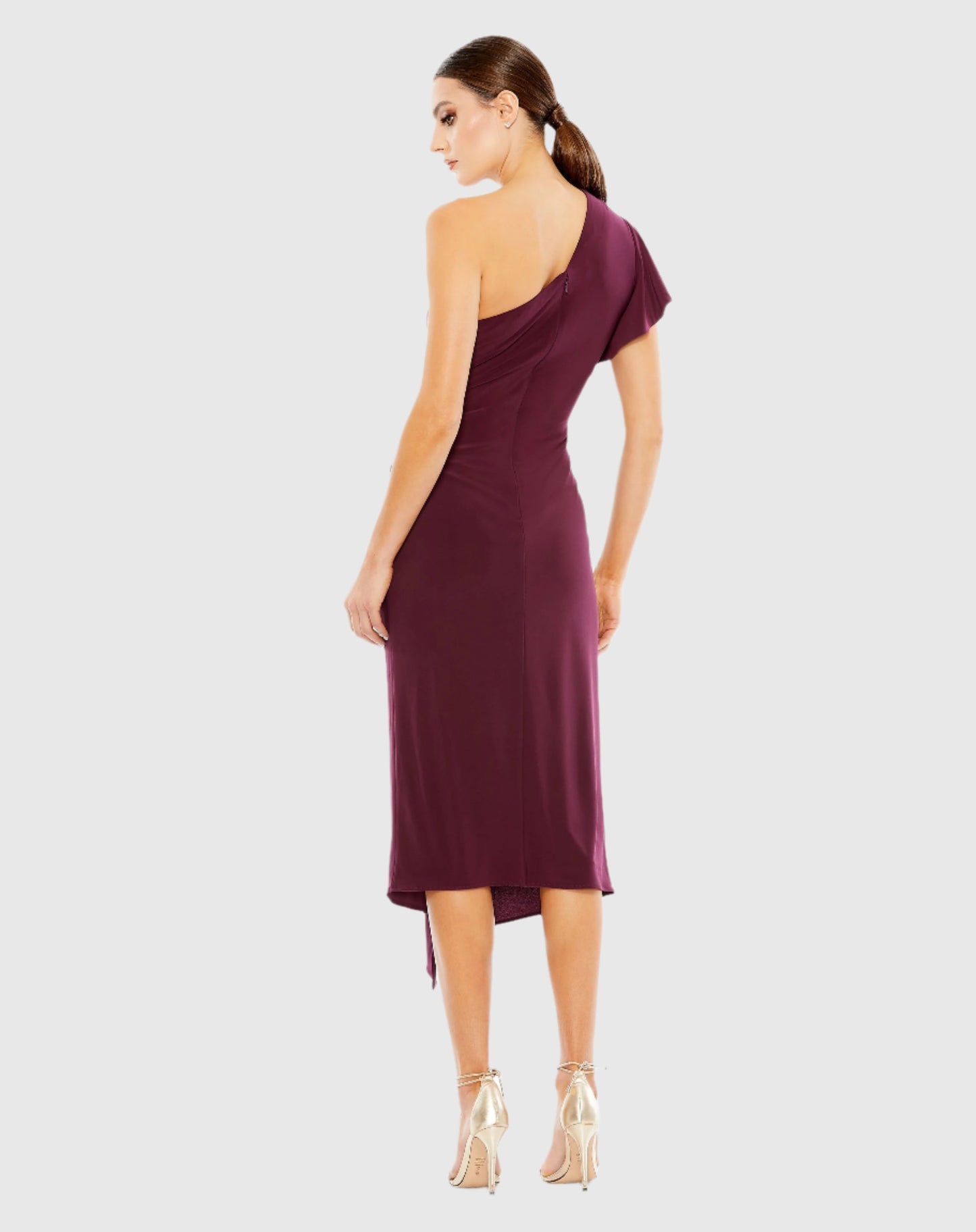 Jerseykleid in Midilänge mit One-Shoulder-Träger