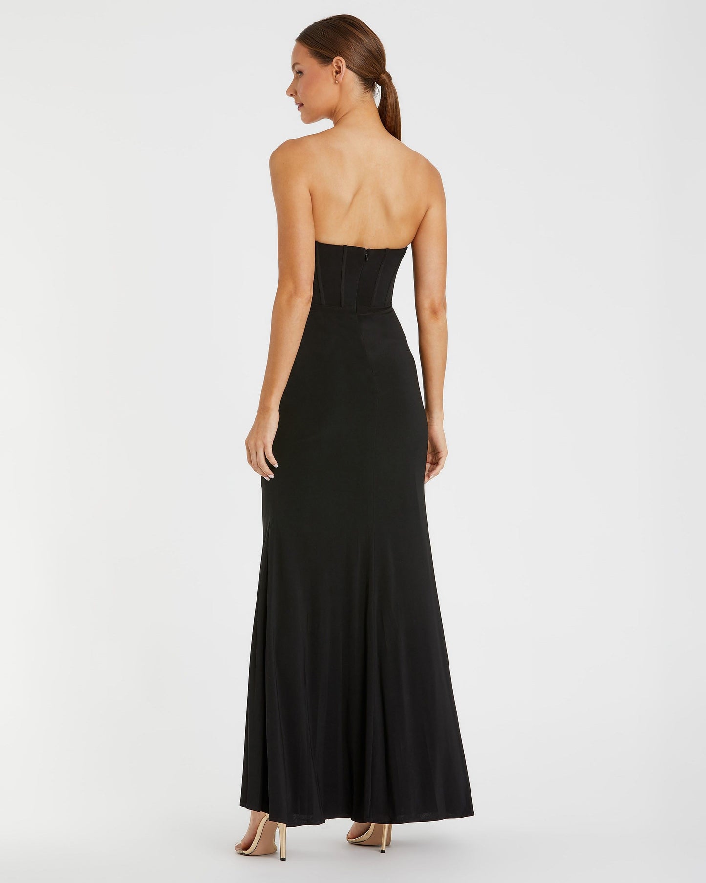 Strapless Sweetheart Jersey Gown With Waist Detail