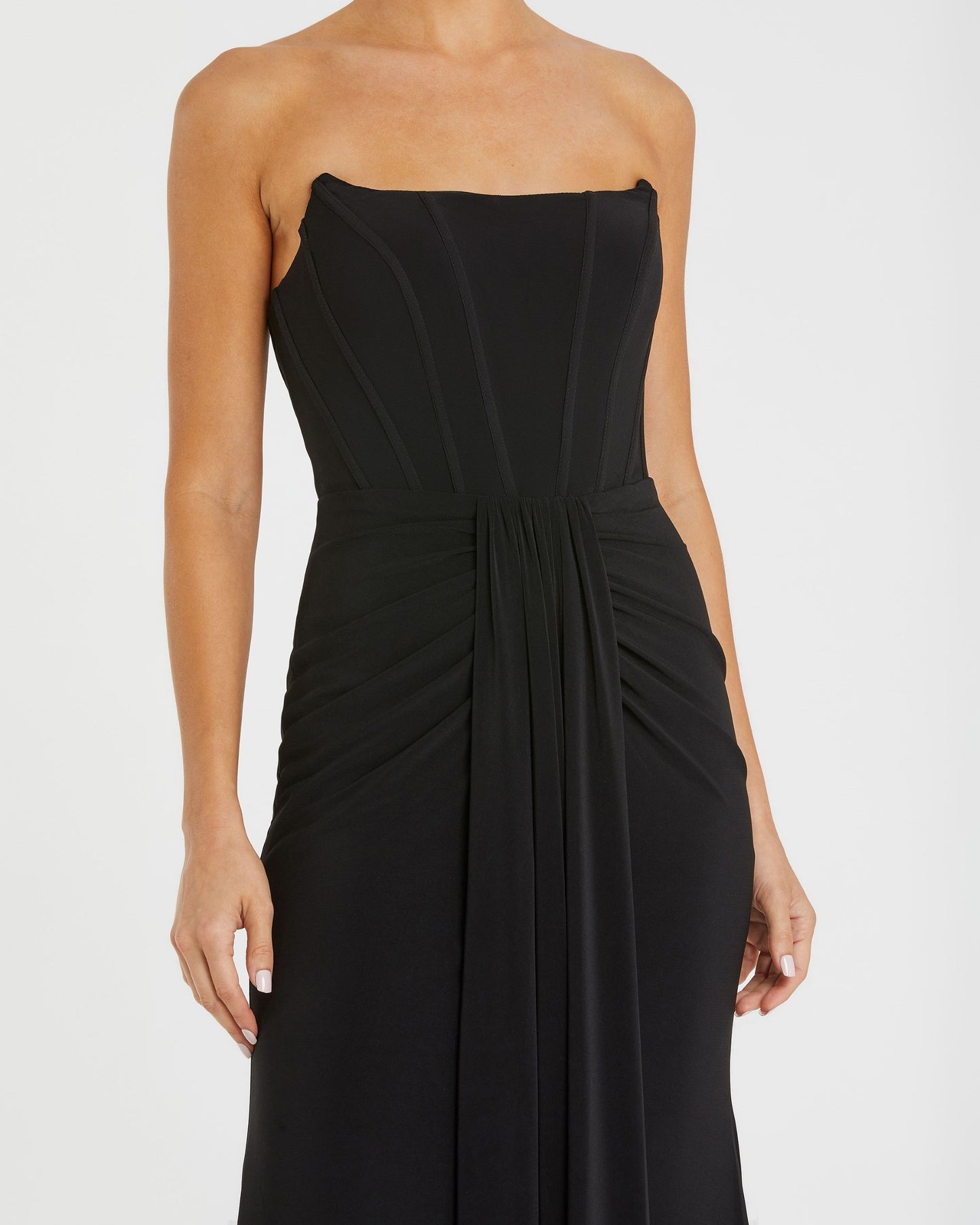 Strapless Sweetheart Jersey Gown With Waist Detail