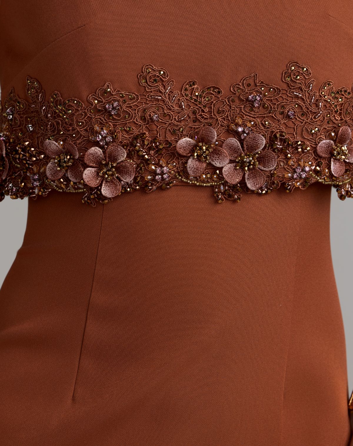 Orange Embroidered High Neck Sleeveless Ankle Dress - Mac Duggal