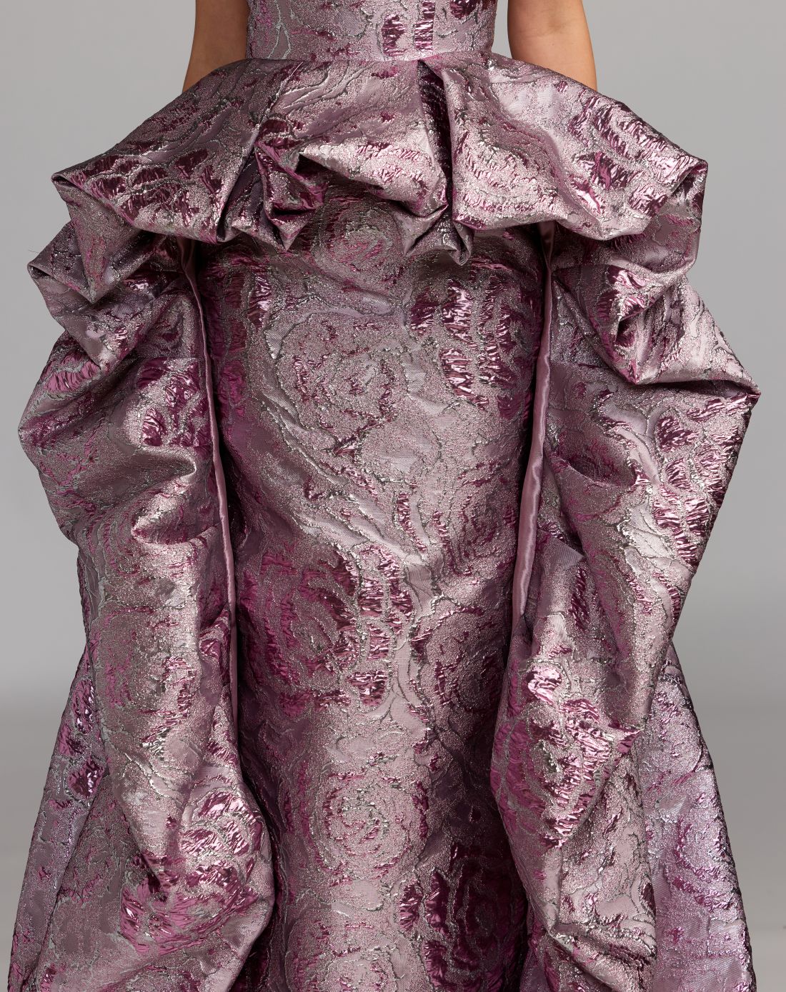 Pink Metallic Strapless Gown With Bubble Overskirt - Mac Duggal