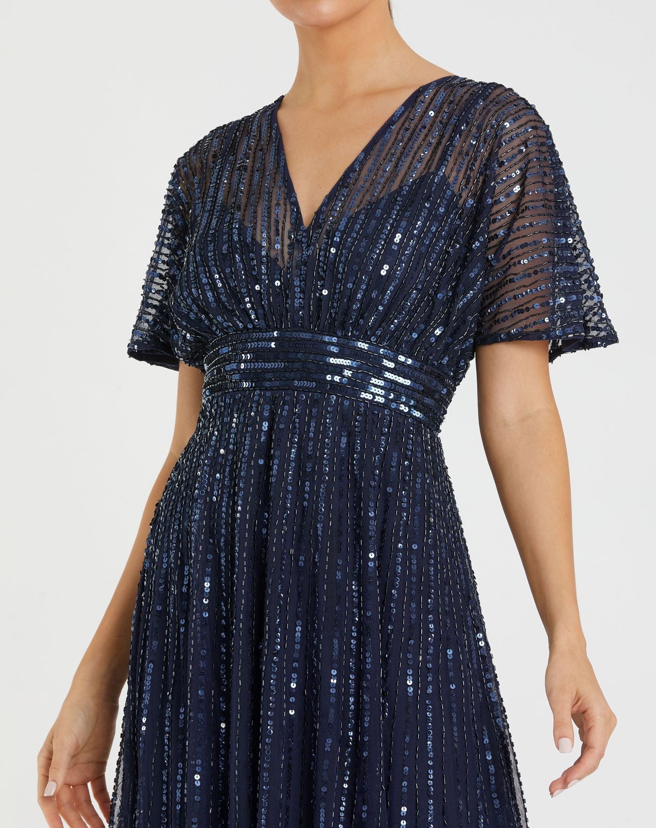 A Line Embellished Short Sleeve Dress