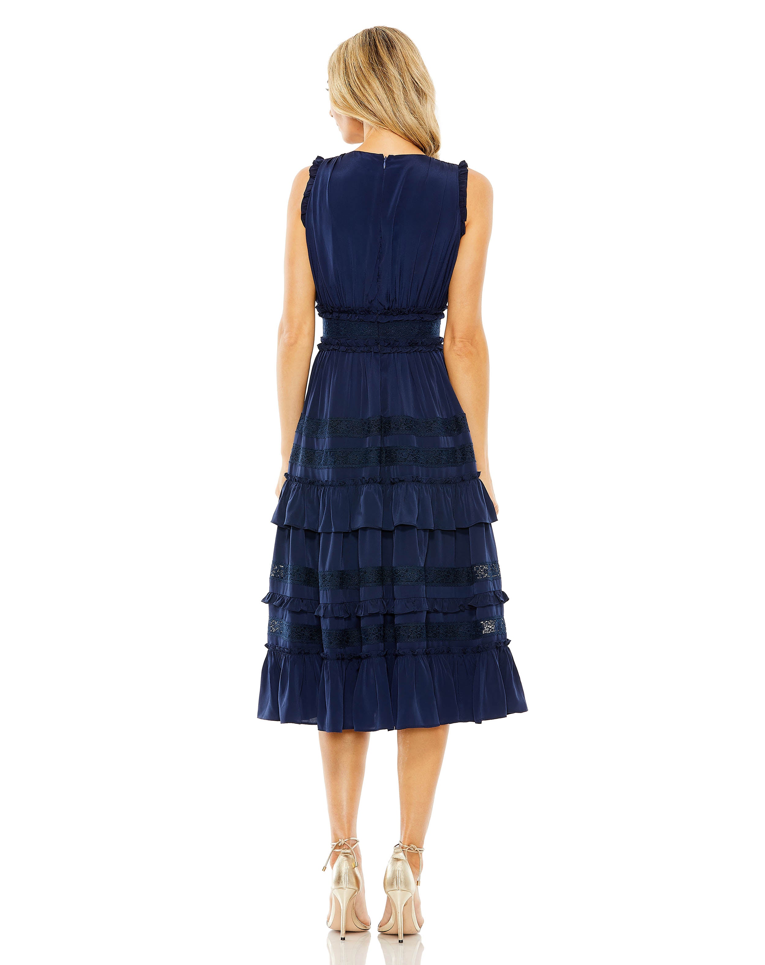 Sleeveless Lace Trim Ruffle Dress | Sample | Sz. 4