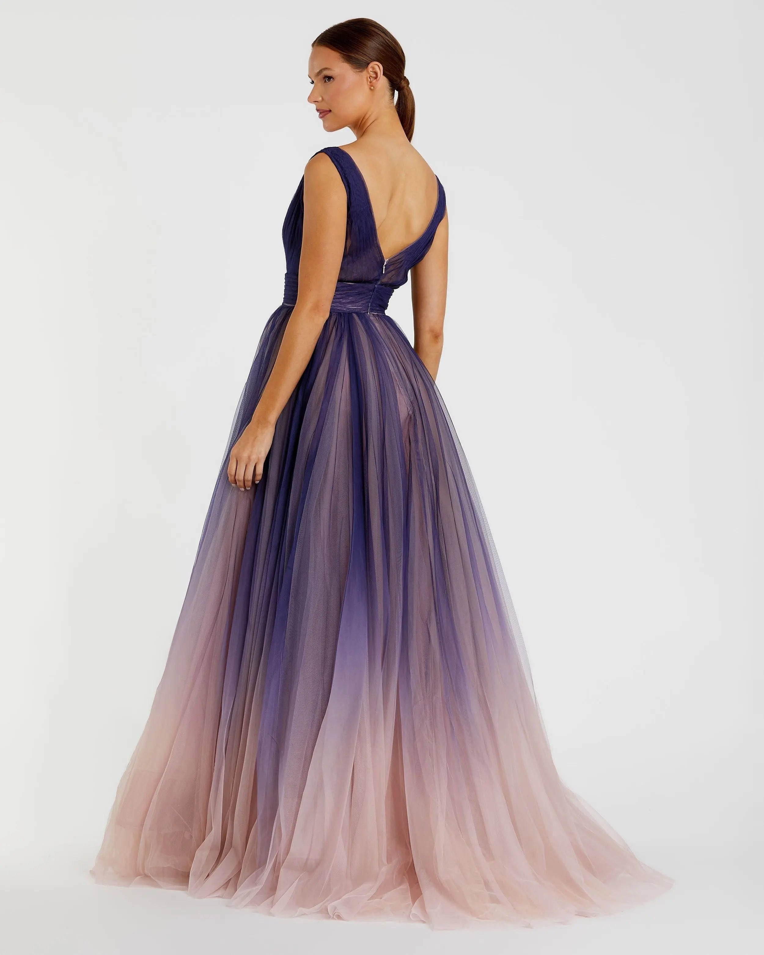 Purple Sleeveless Ombre Tulle Ball Gown Purple Sleeveless Ombre Tulle Ball Gown