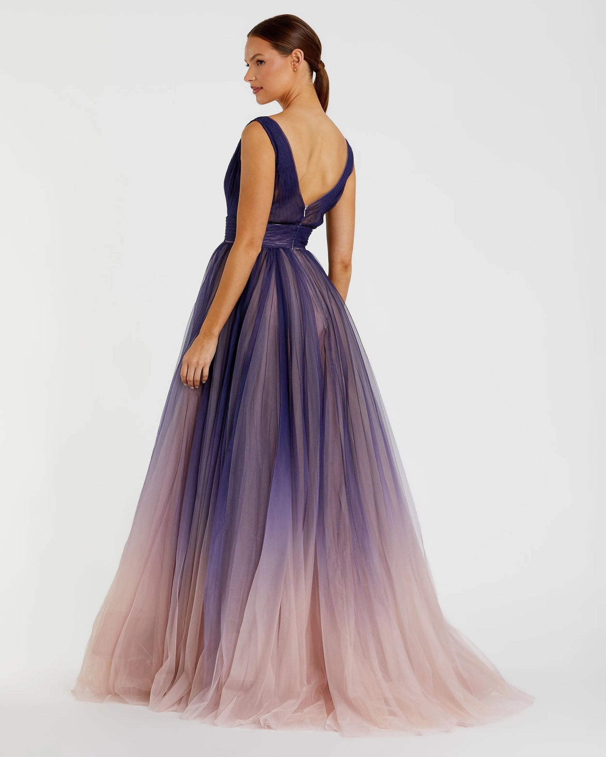 ombre blue and purple dress Lace-Up Ombre Purple Long A-Line Prom Dress C1251 Purple / 00