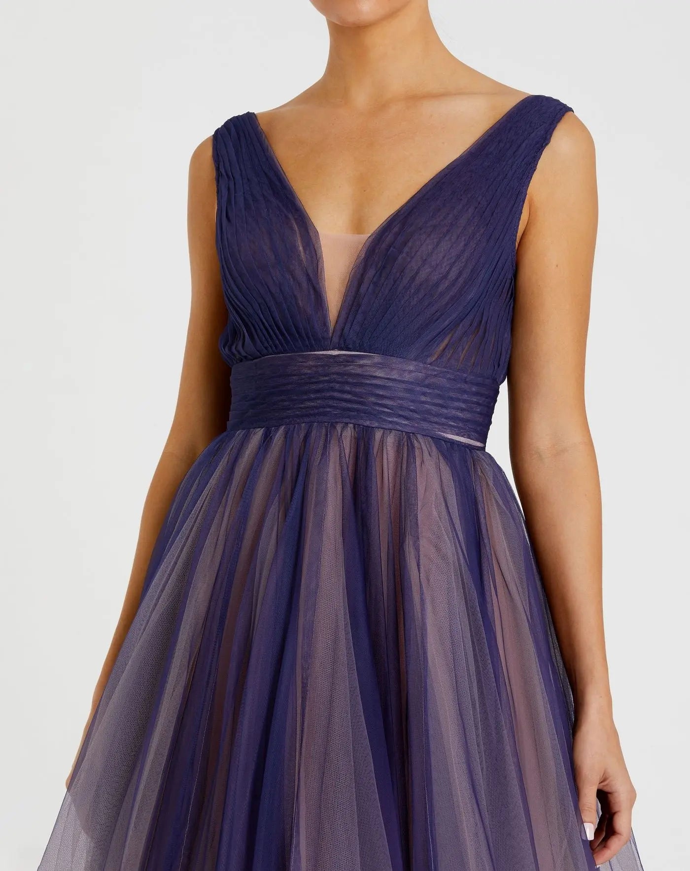 Purple Sleeveless Ombre Tulle Ball Gown - Ieena for Mac Duggal