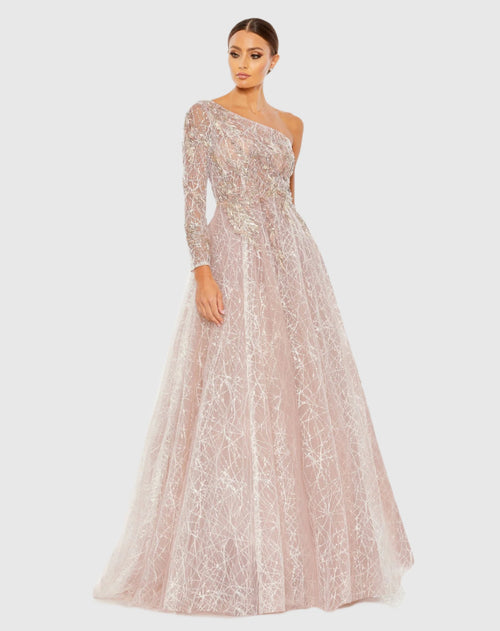 Robe de bal à corsage asymétrique brodé - VENTE FINALE