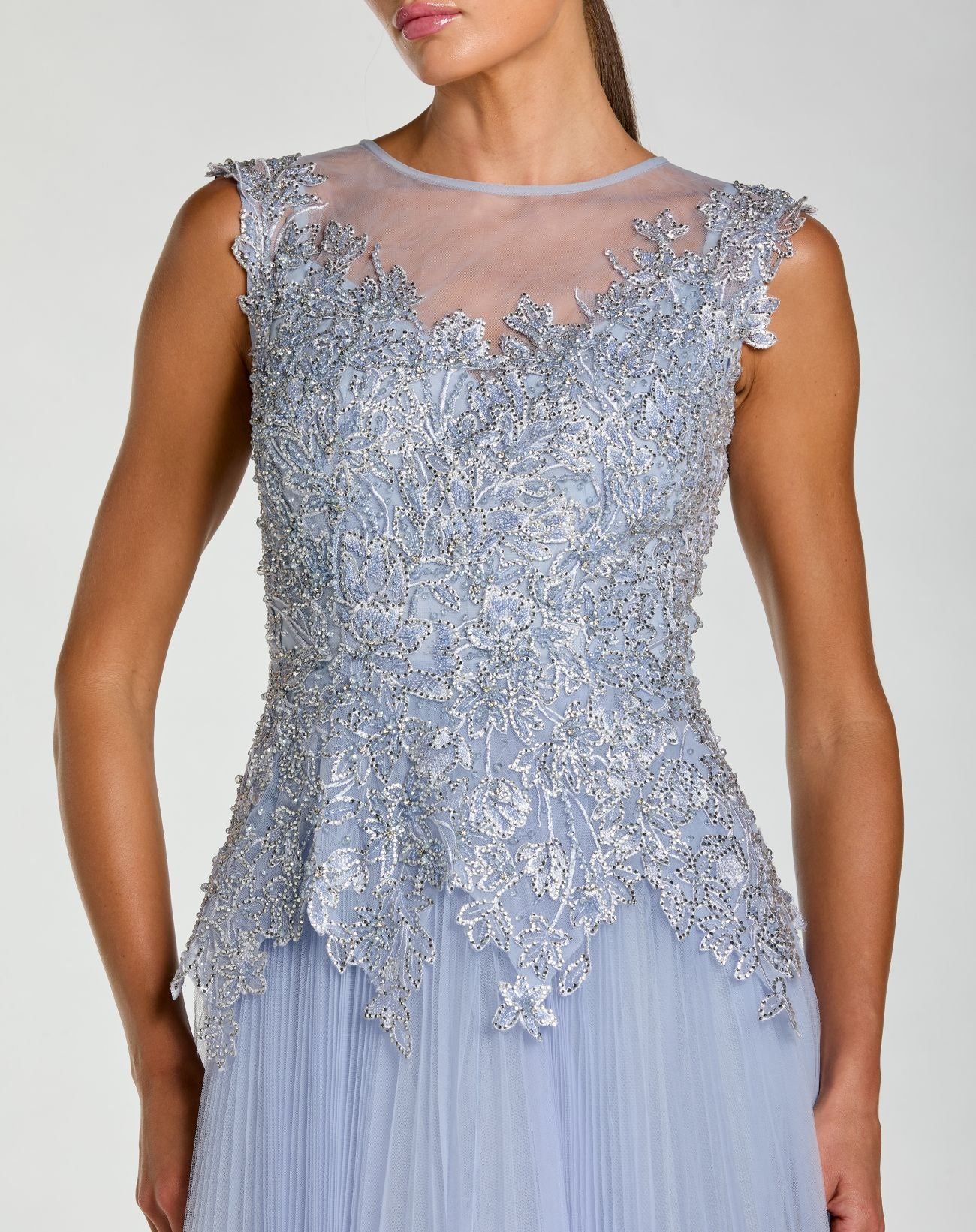 Purple Sleeveless Embellished Bodice A-Line Gown - Mac Duggal