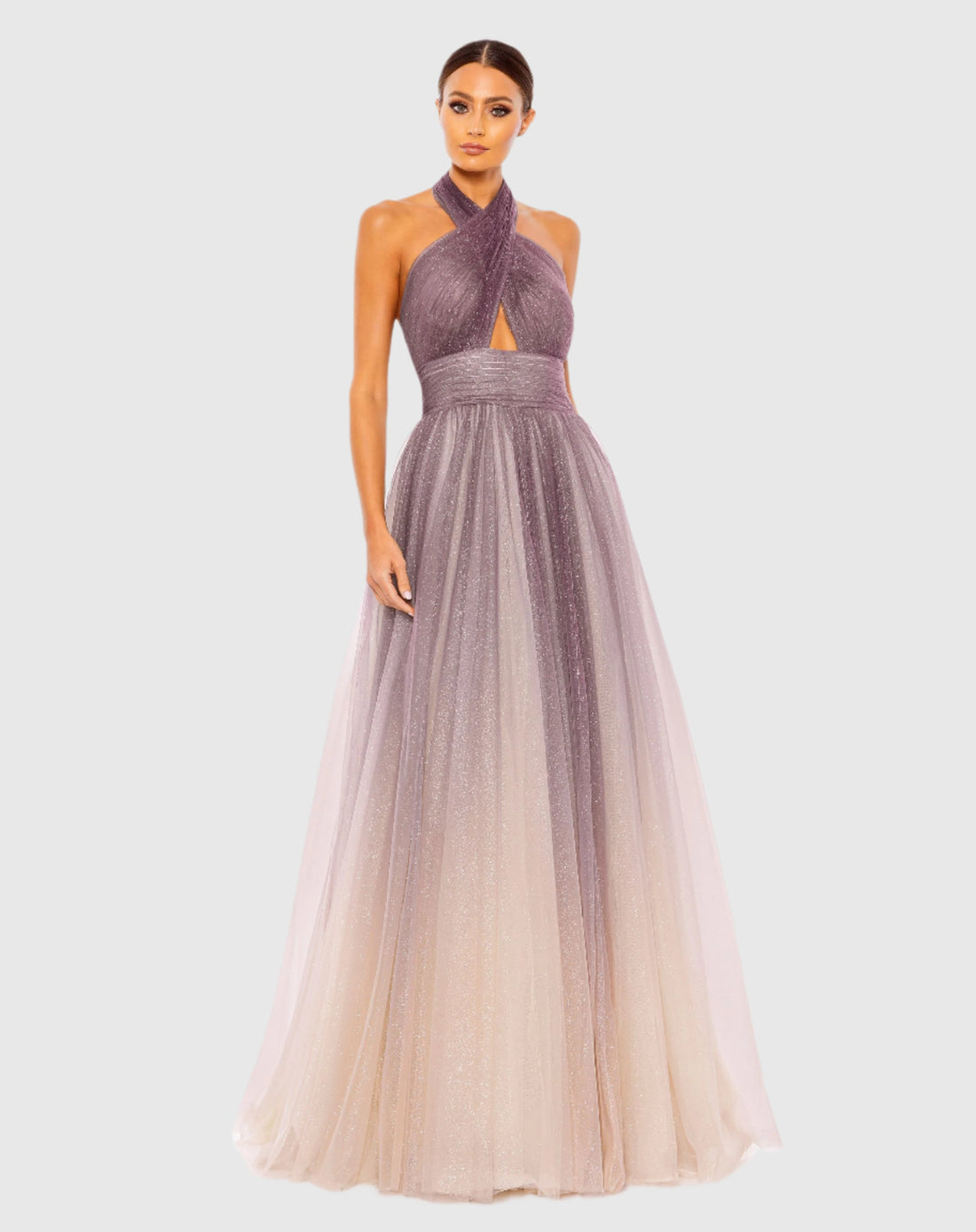 Glitter Ombre Halter Neck Ballgown