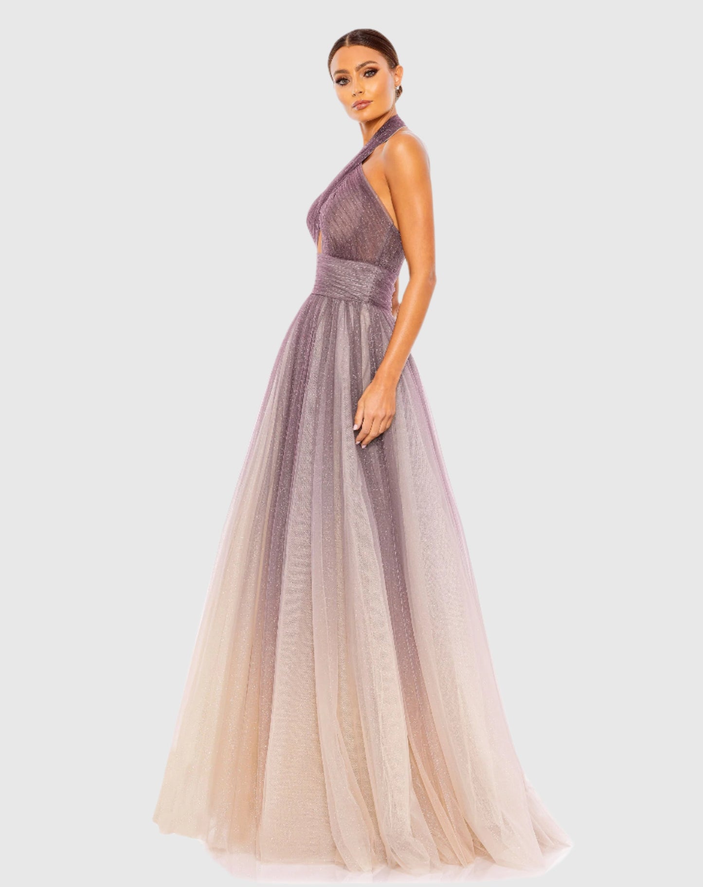 Glitter Ombre Halter Neck Ballgown