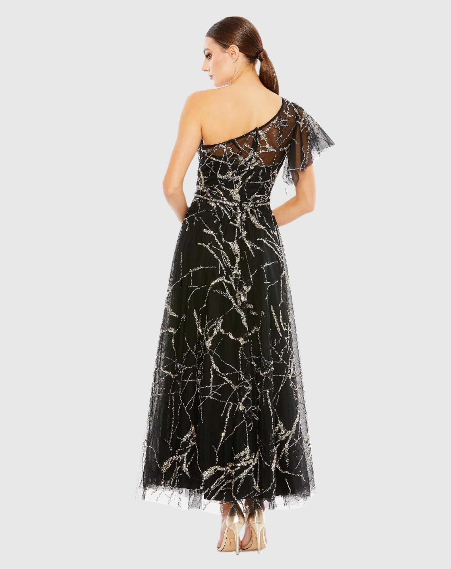 Zweifarbiges One-Shoulder-A-Linien-Kleid