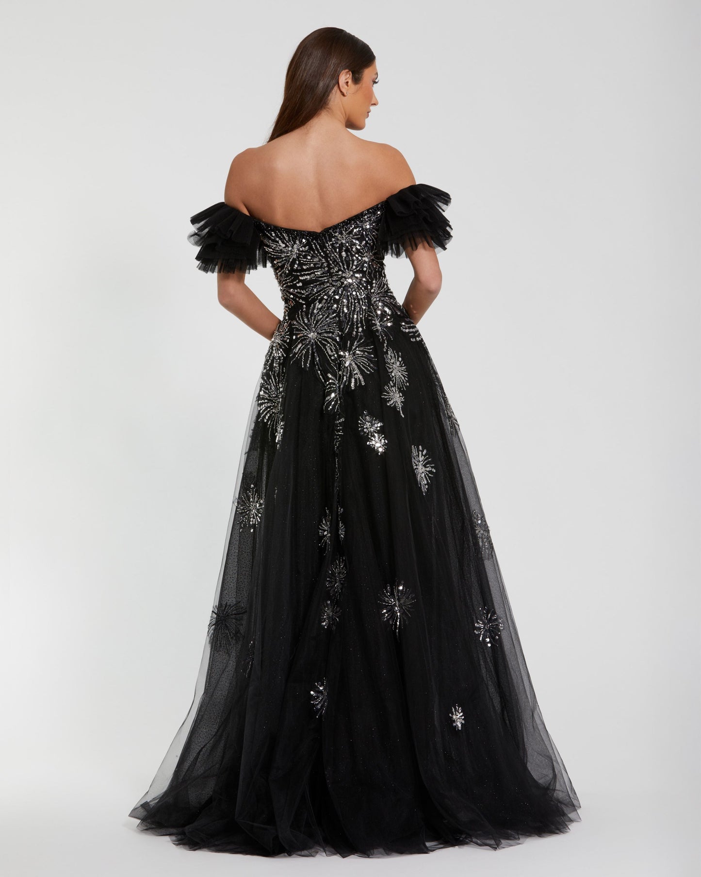 Tulle Off The Shoulder Gown With Sequin Details