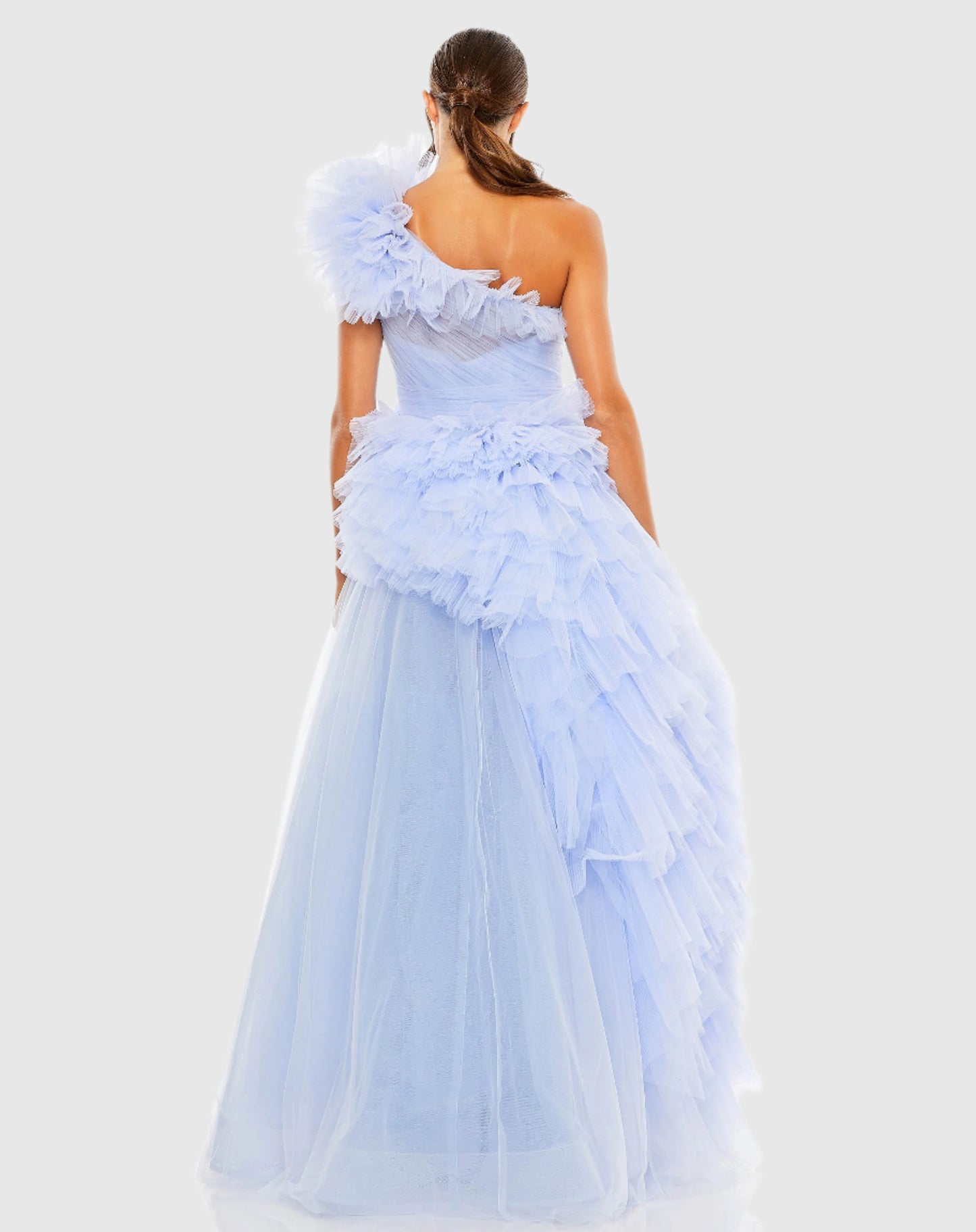 Robe asymétrique à volants en tulle 