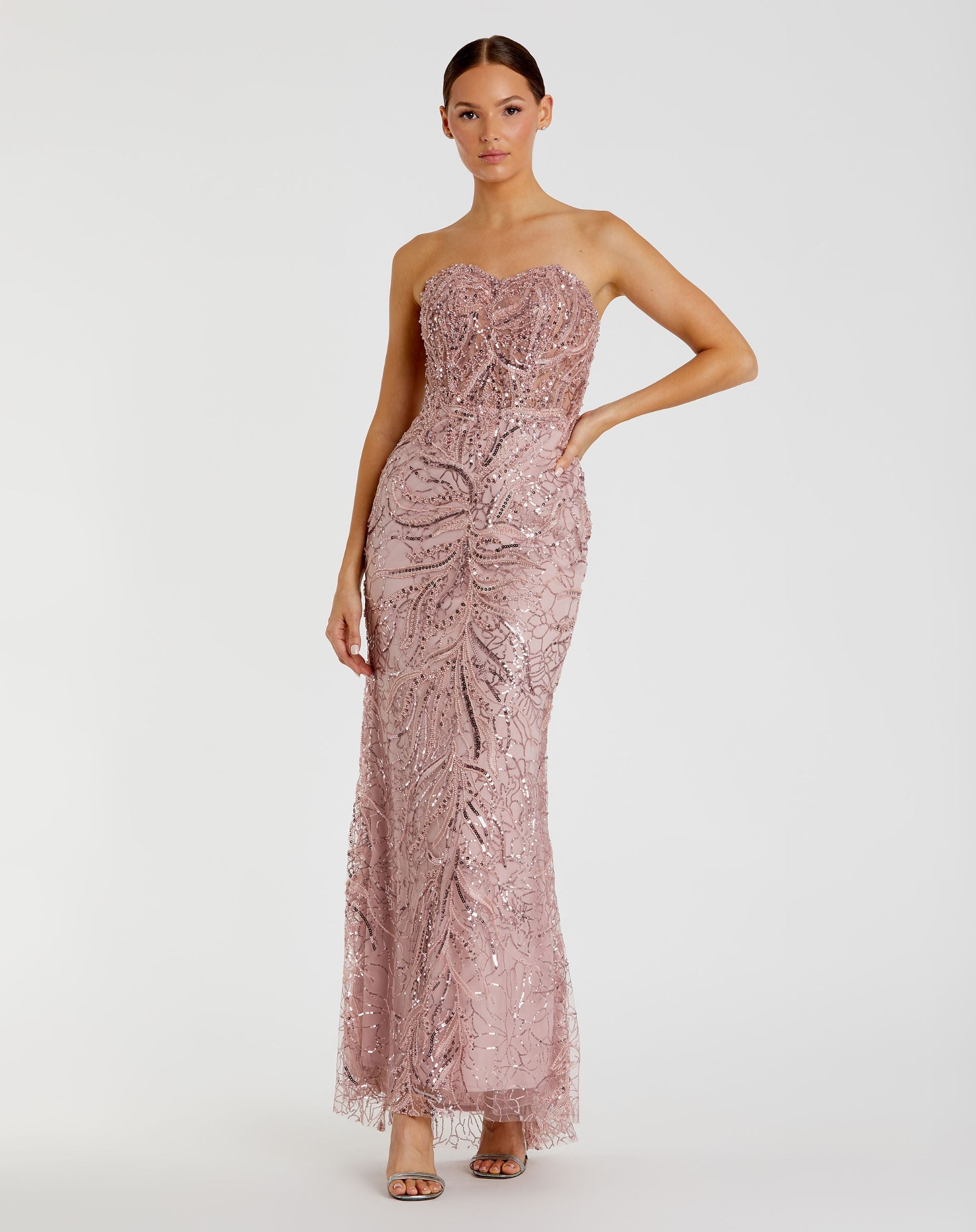 Strapless Embellished Trumpet Gown