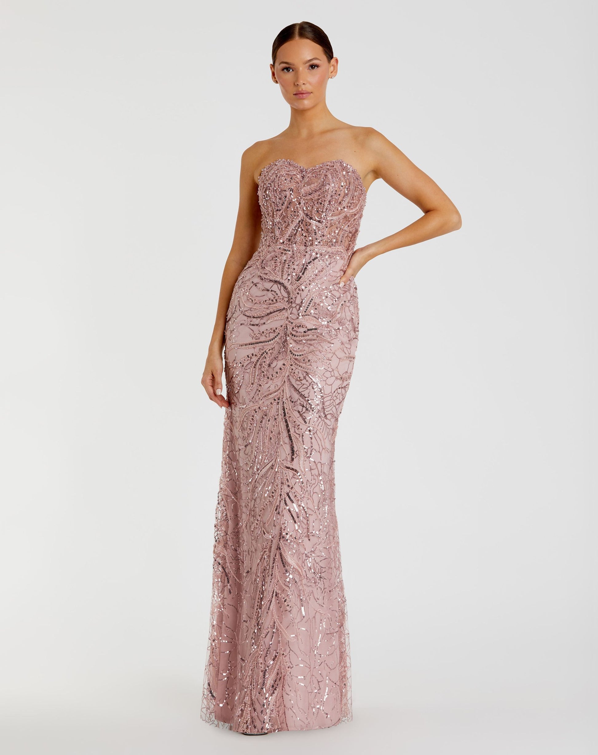 Strapless Embellished Trumpet Gown