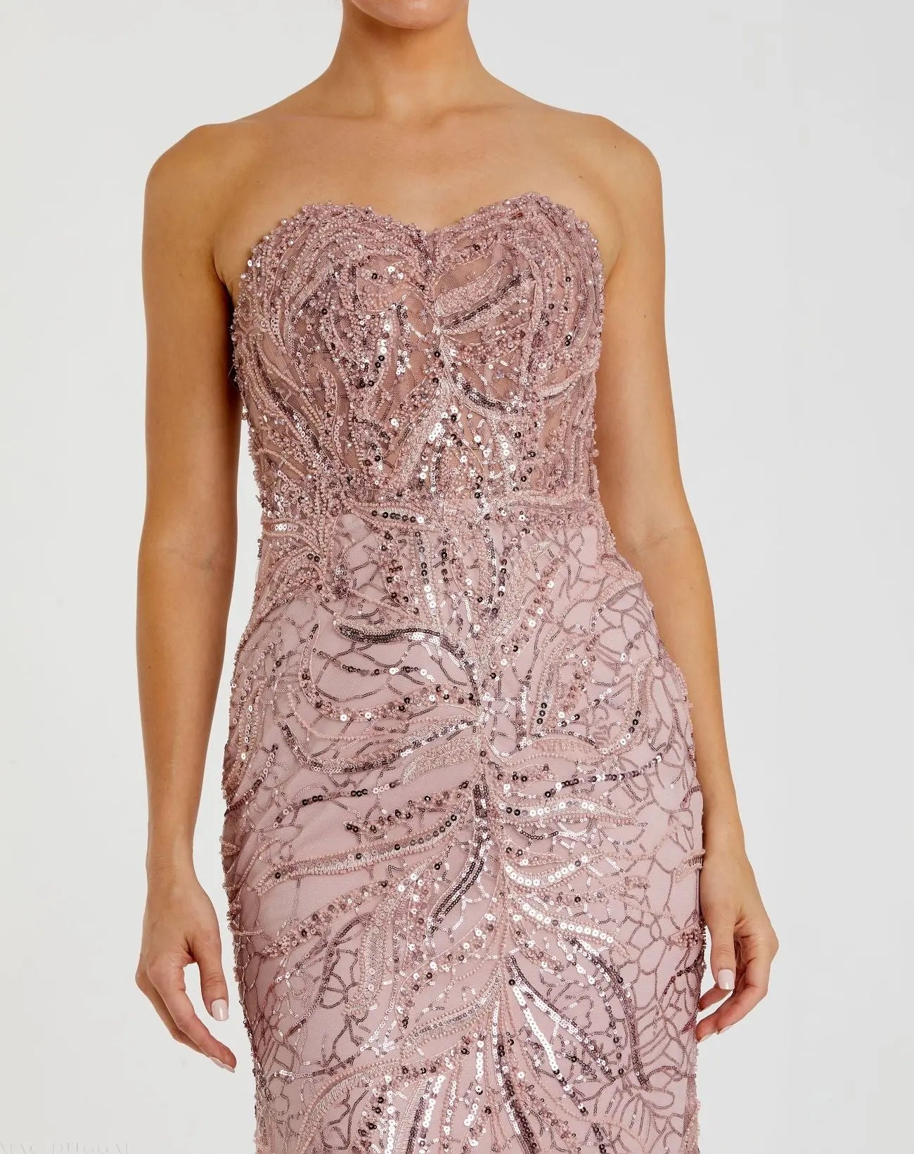 Pink Strapless Embellished Trumpet Gown - Mac Duggal