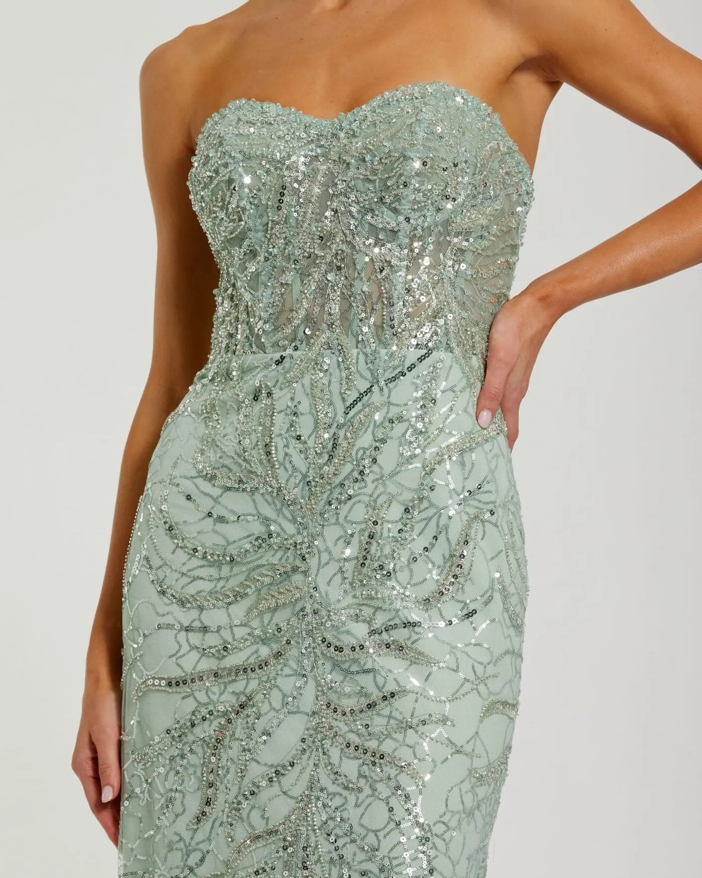 green sequin strapless dress Ladivine CH151 Dress – DiscountDressShop