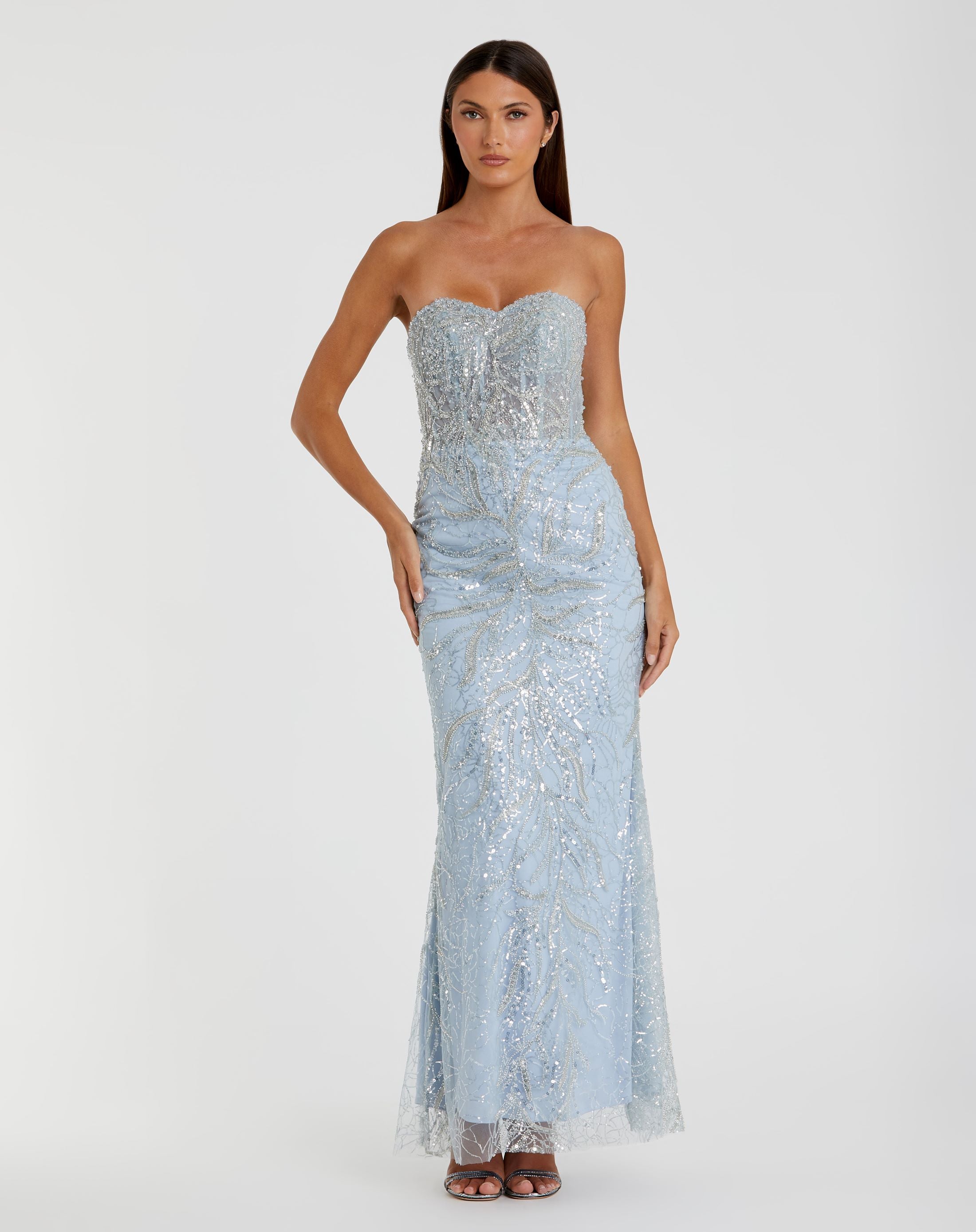 Strapless Embellished Trumpet Gown