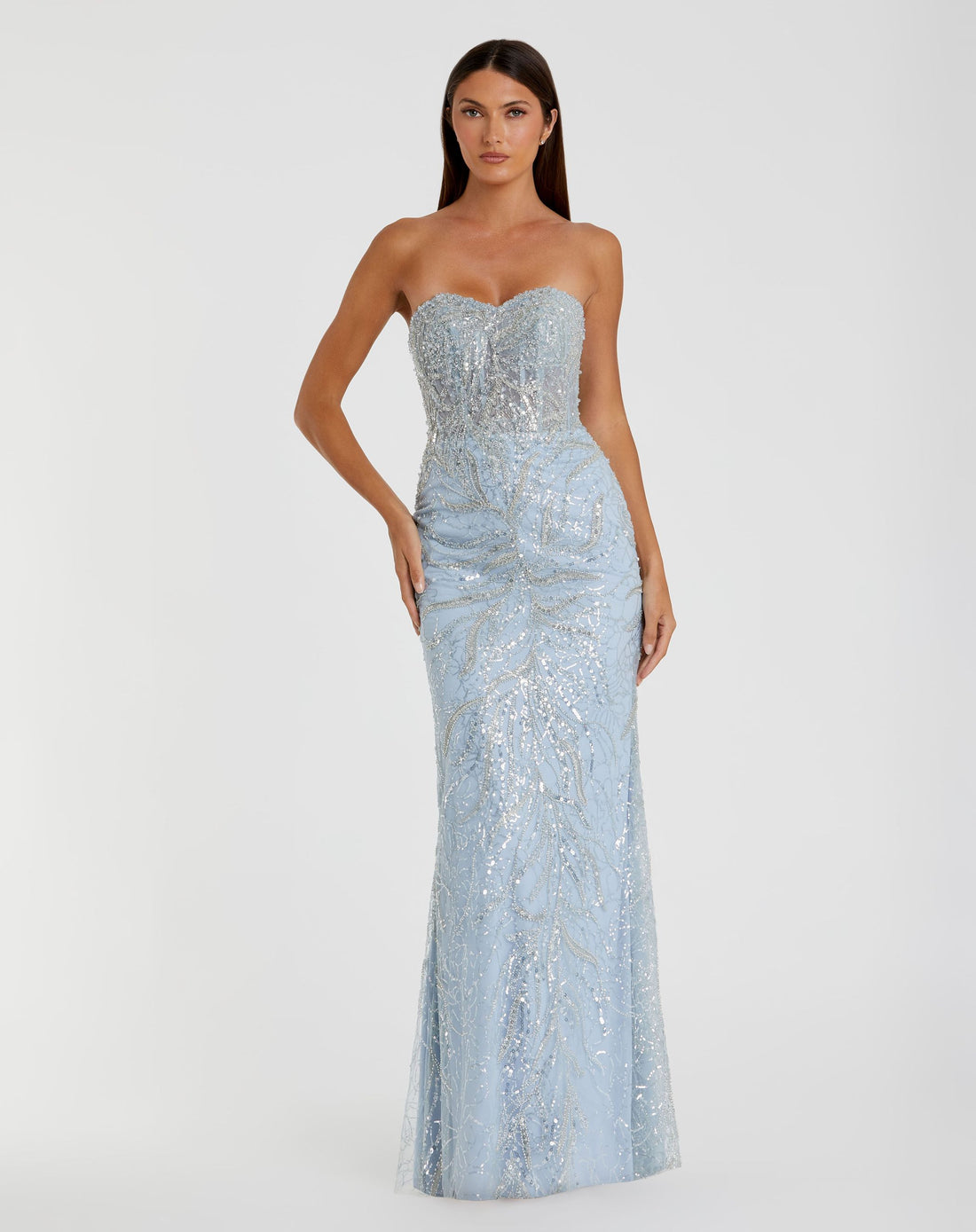 Strapless Embellished Trumpet Gown