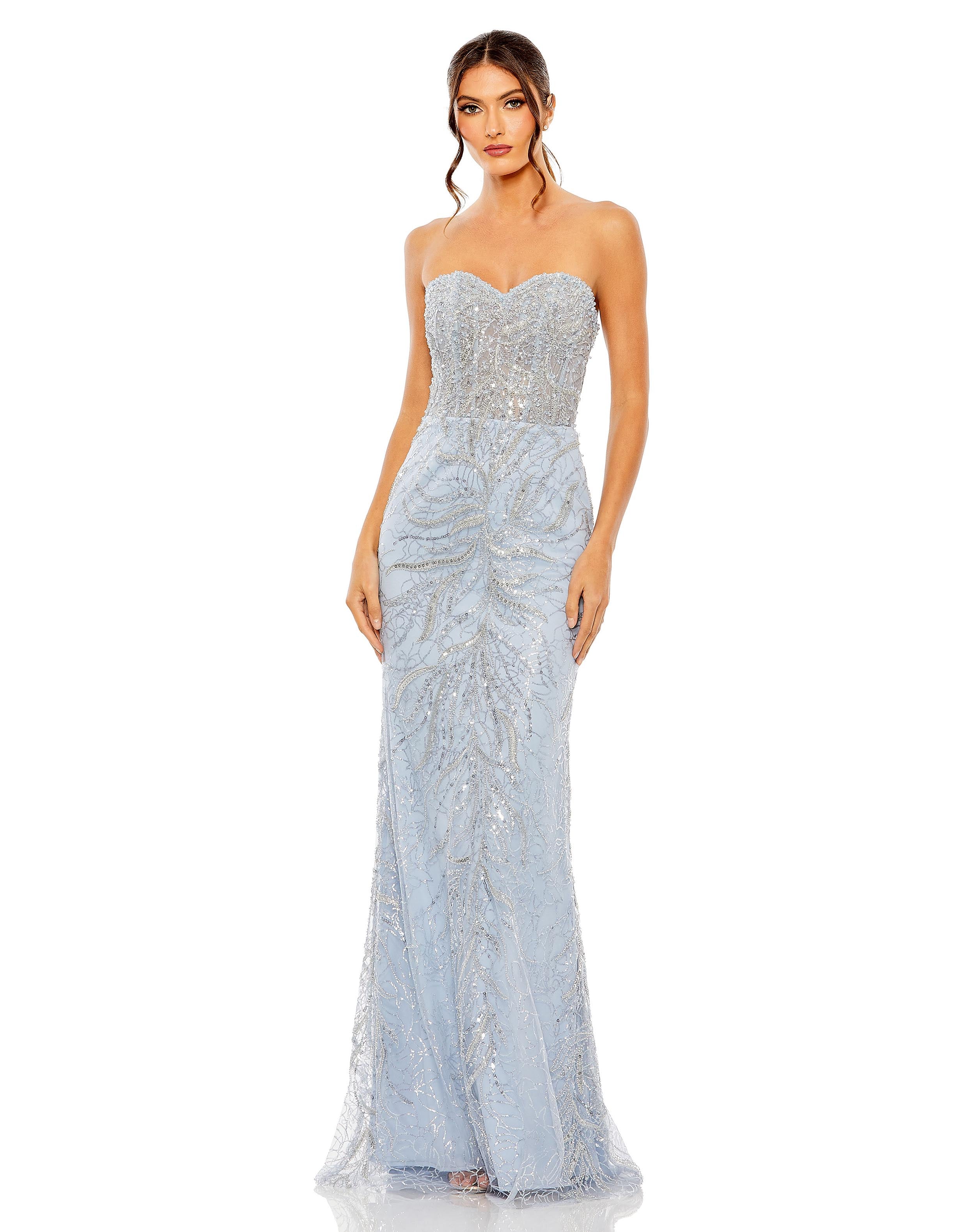 Strapless Embellished Trumpet Gown