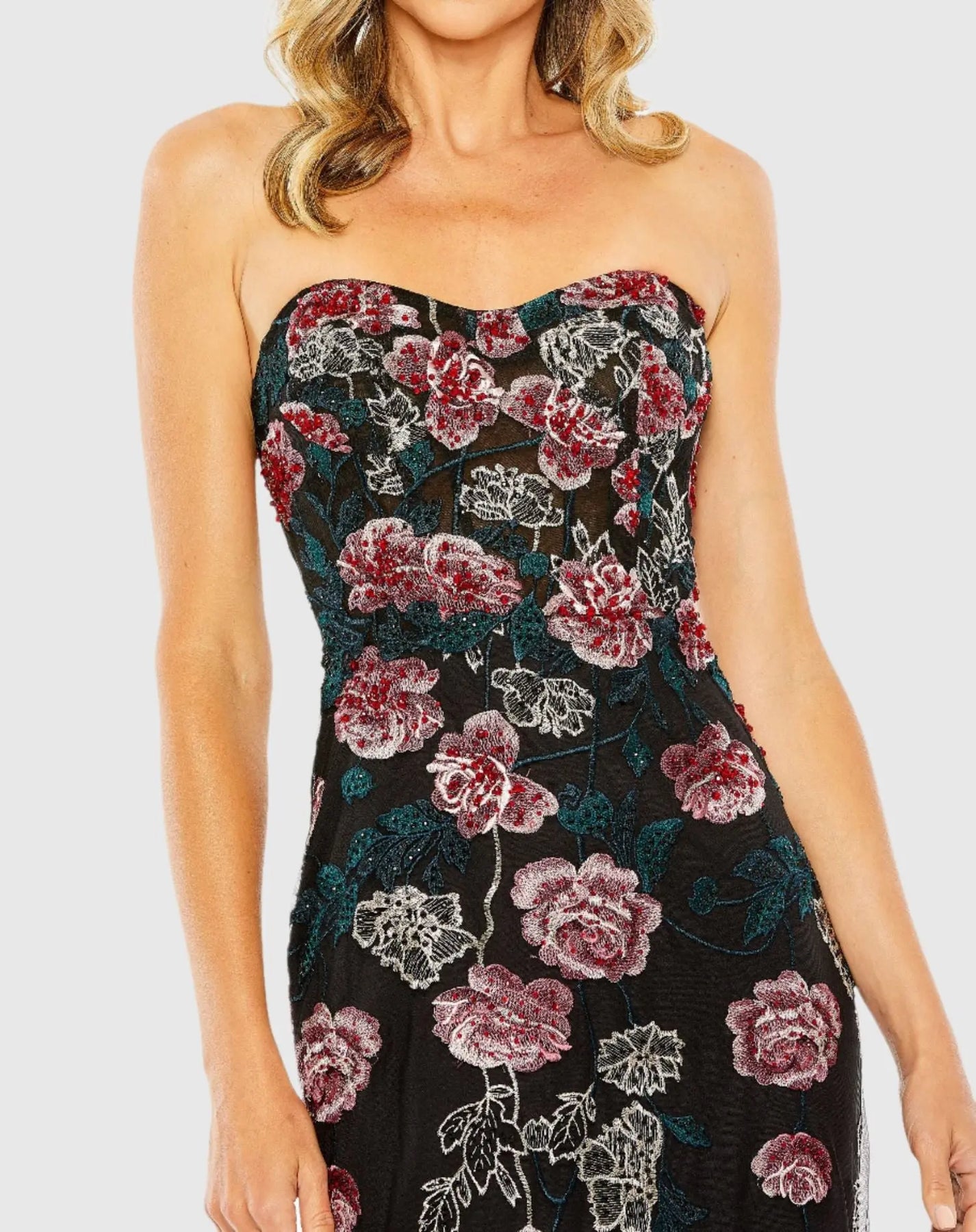 Strapless Floral Embroidered Dress – Mac Duggal