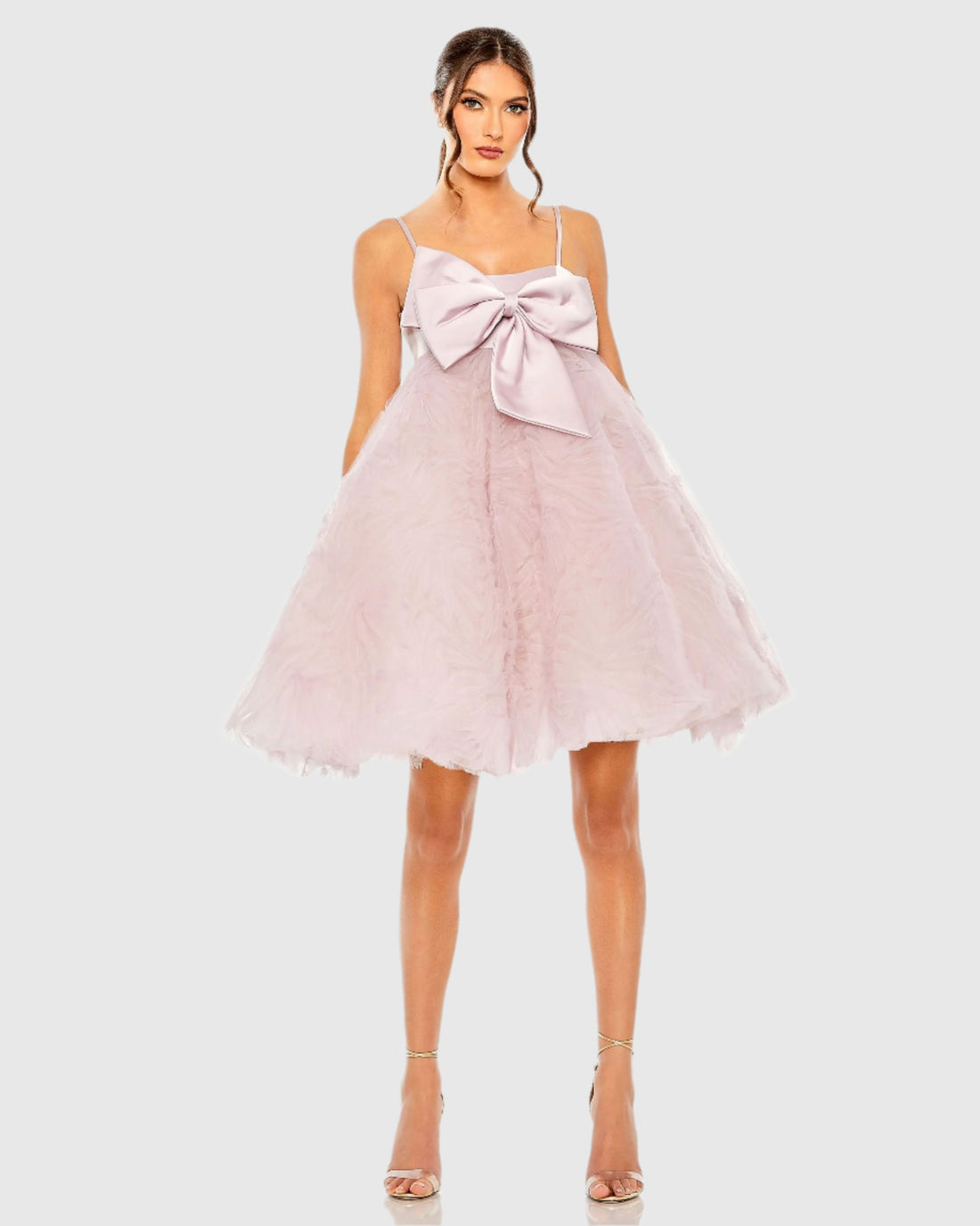 Pink Bow Front Tulle Mini Dress - Mac Duggal