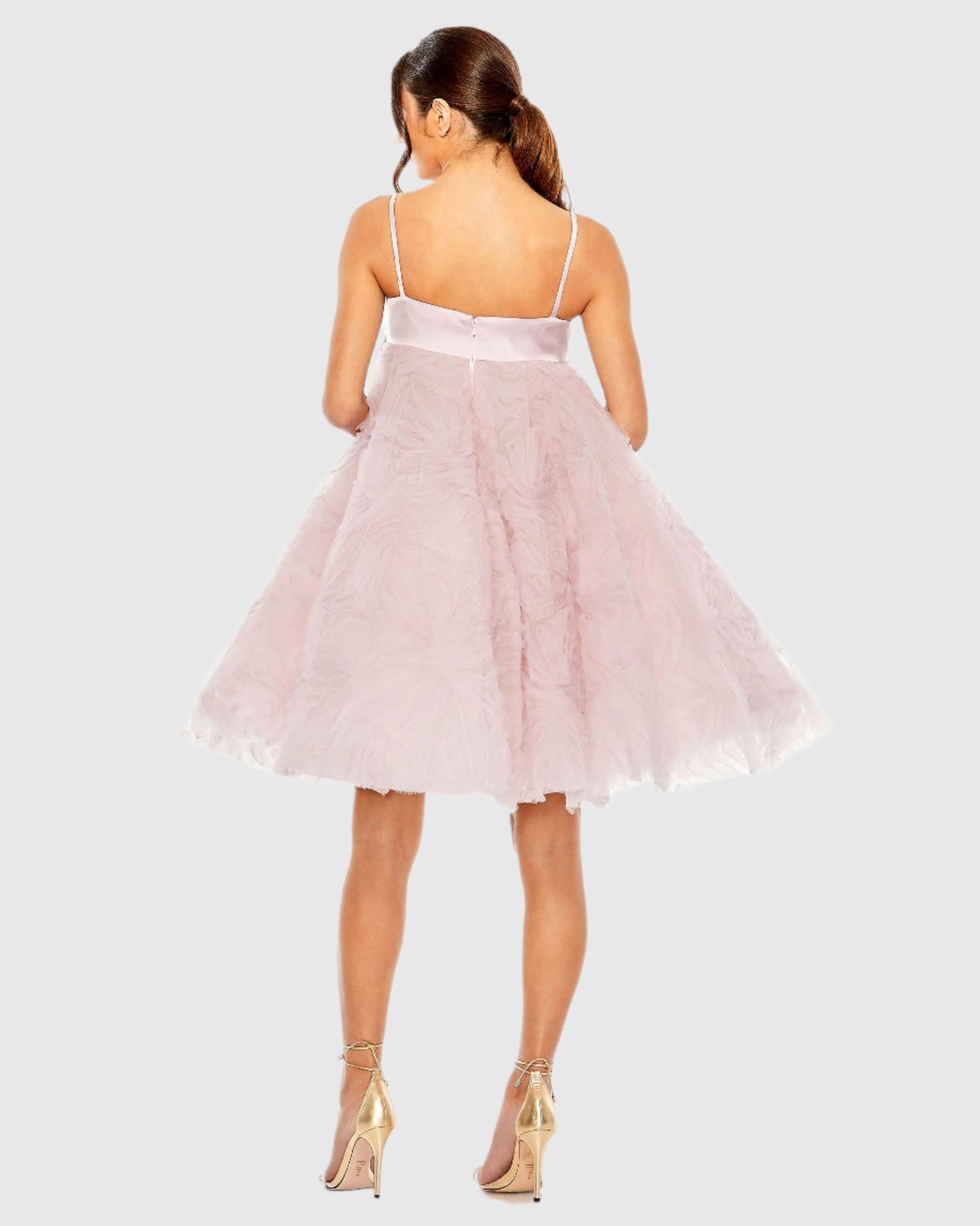 Pink Bow Front Tulle Mini Dress - Mac Duggal