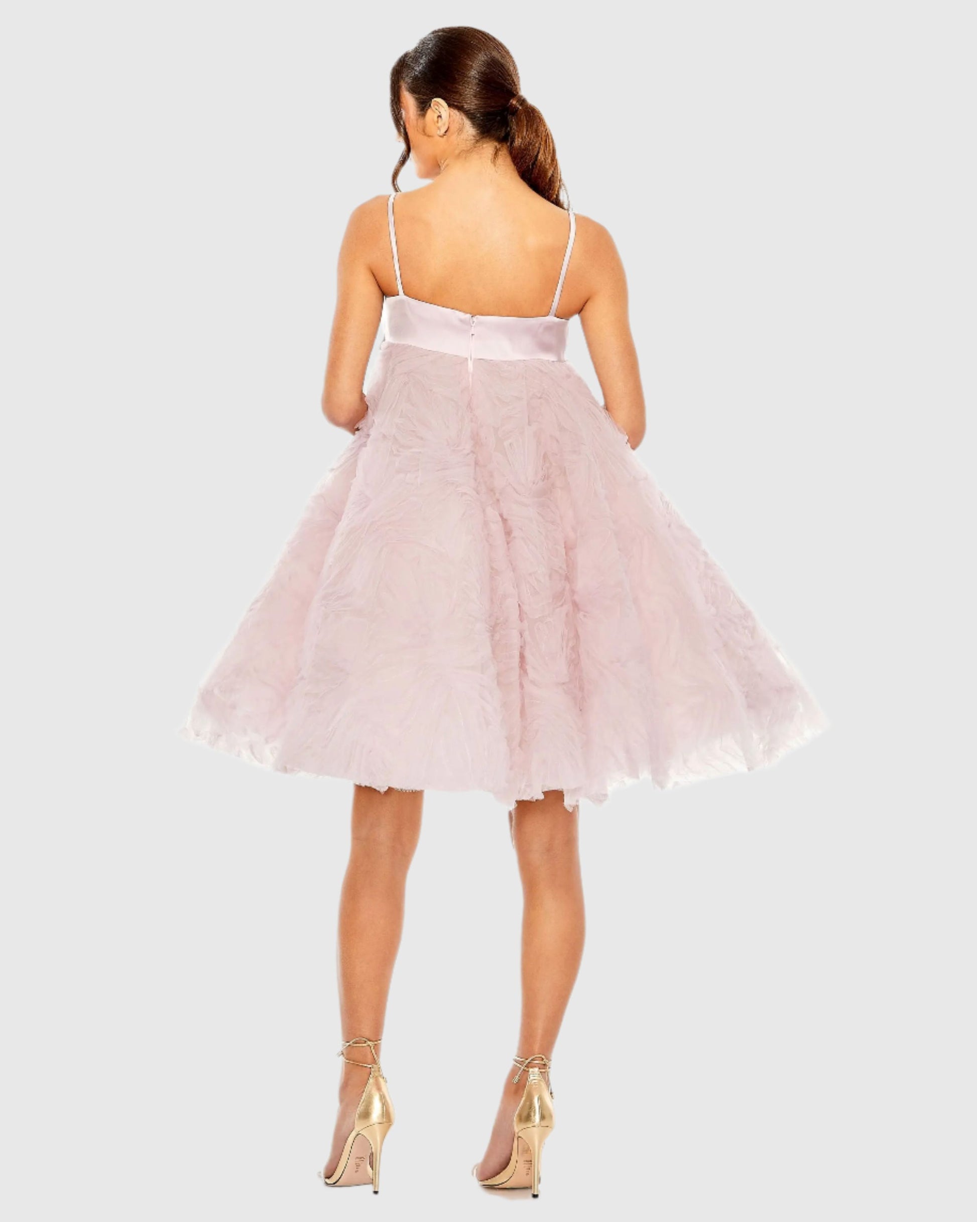Pink Bow Front Tulle Mini Dress - Mac Duggal