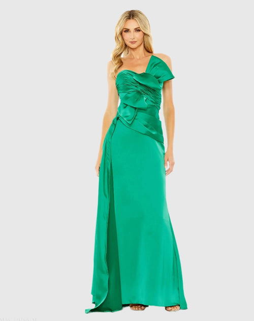 Green Strapless Bow Front Detailed Gown - Mac Duggal