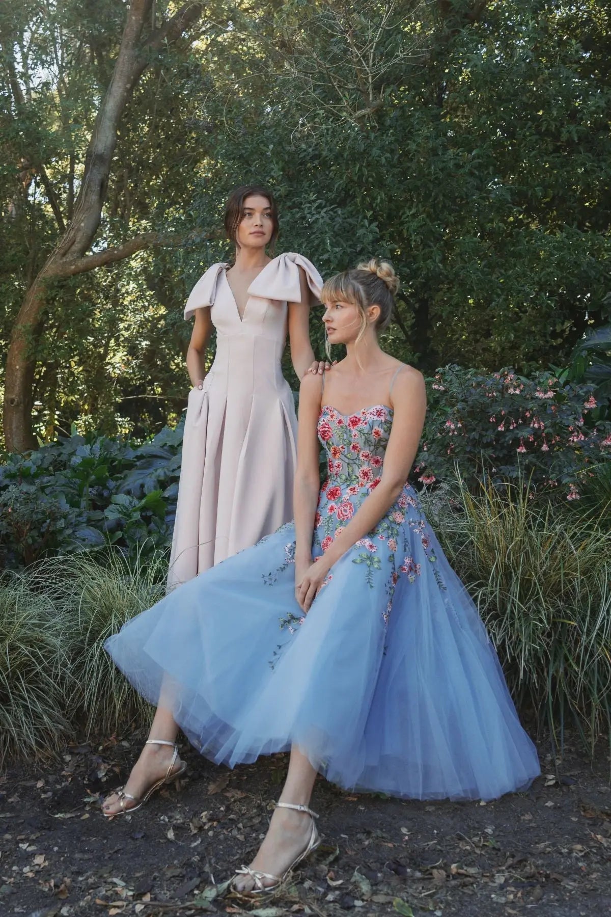 Blue Bustier Embroidered Floral A-Line Dress - Mac Duggal