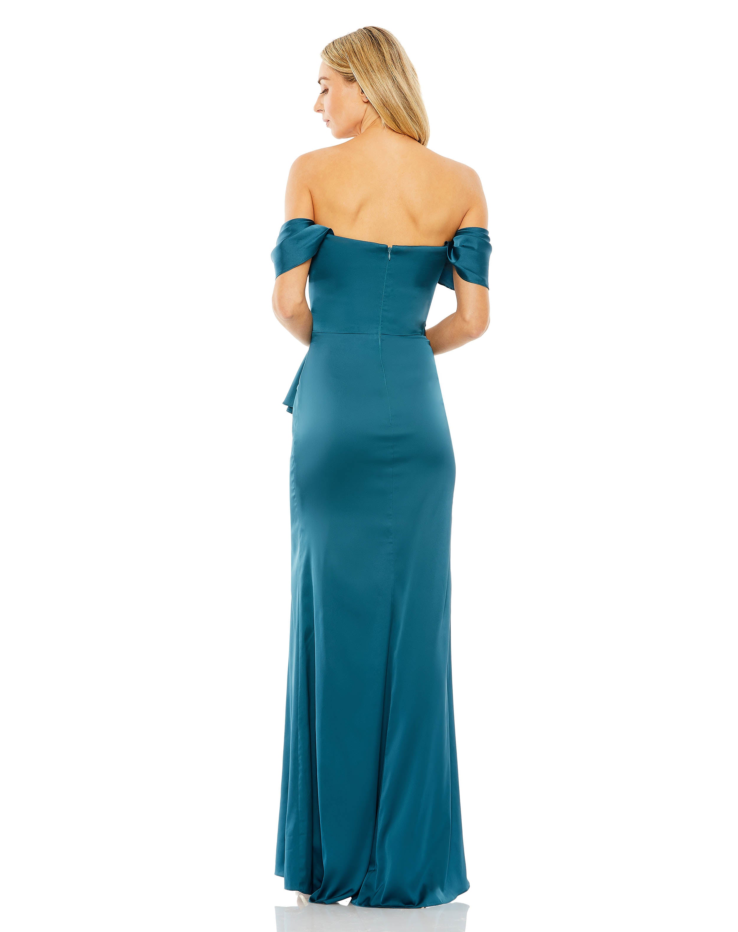 Off The Shoulder Bustier Construction Ruched Gown