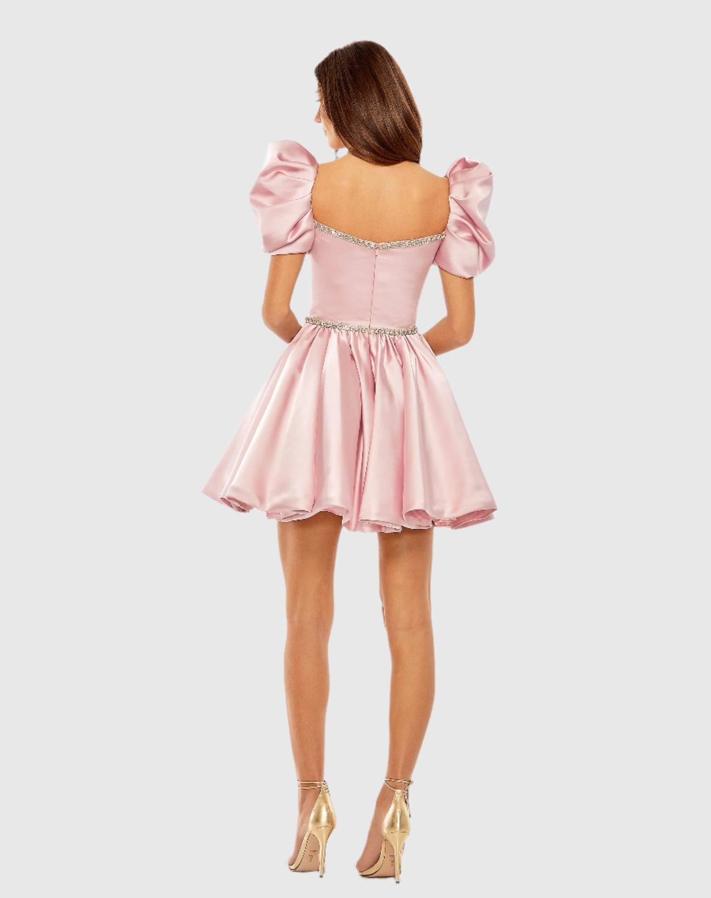 Kleid mit Puffärmeln und Perlenoberteil 