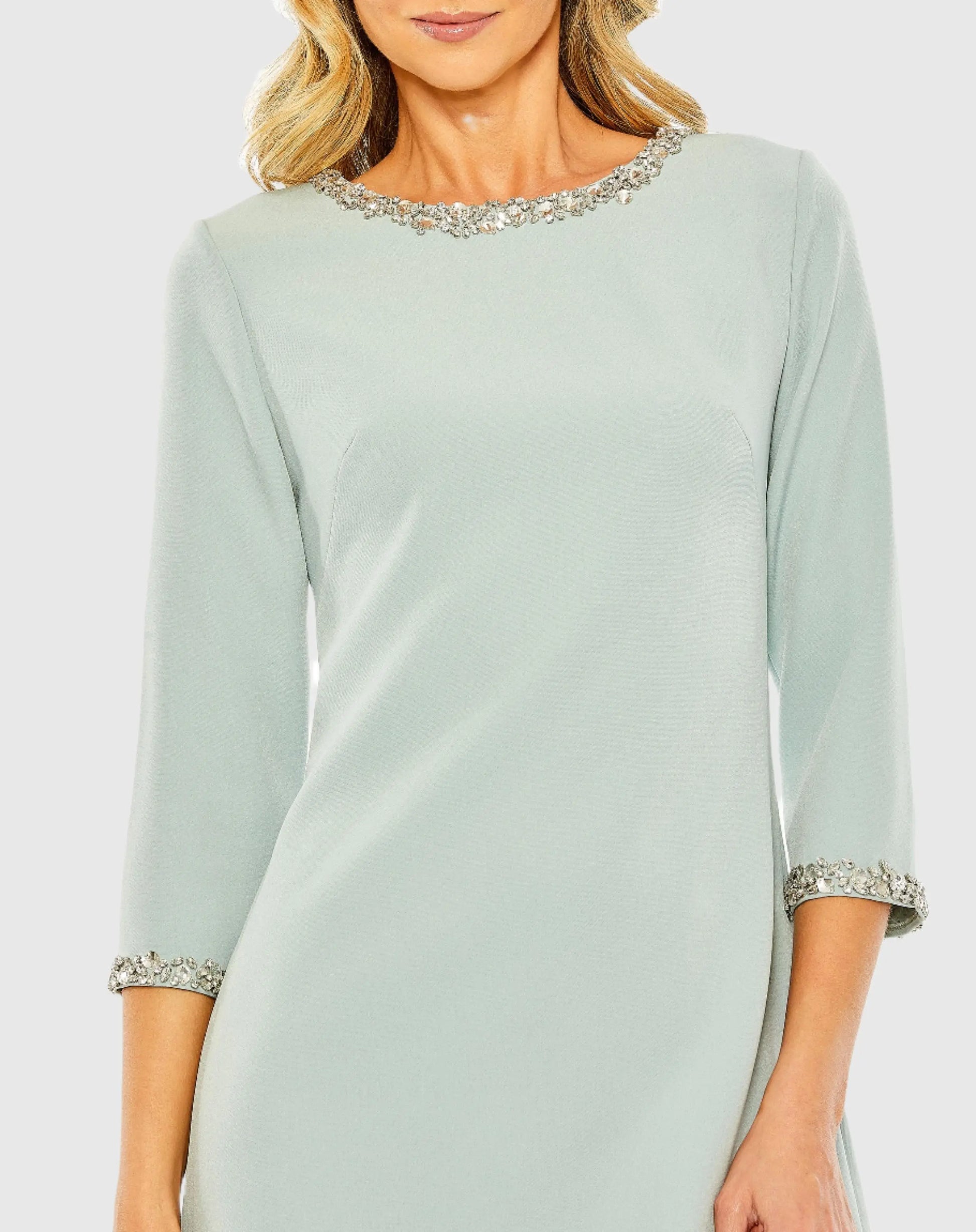 Green A-Line Embellished Cocktail Dress - Ieena for Mac Duggal