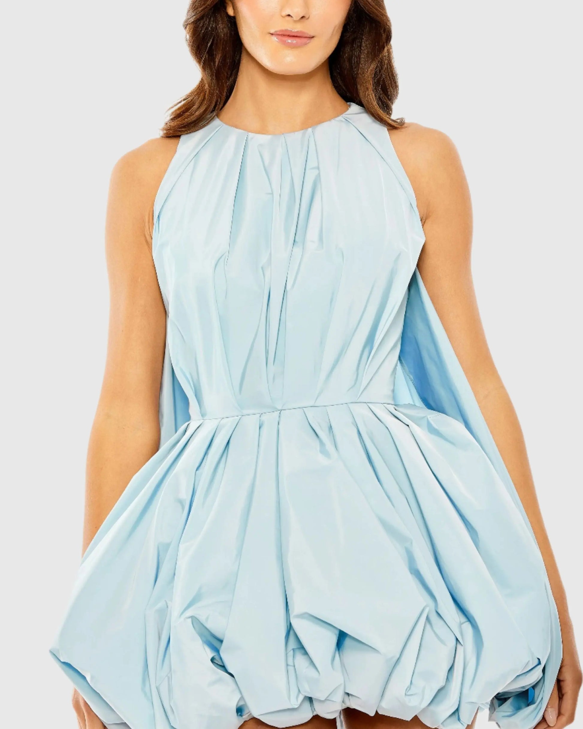 Blue Sleeveless Taffeta Bubble Mini Dress | Mac Duggal Blue Sleeveless Taffeta Bubble Mini Dress | Mac Duggal