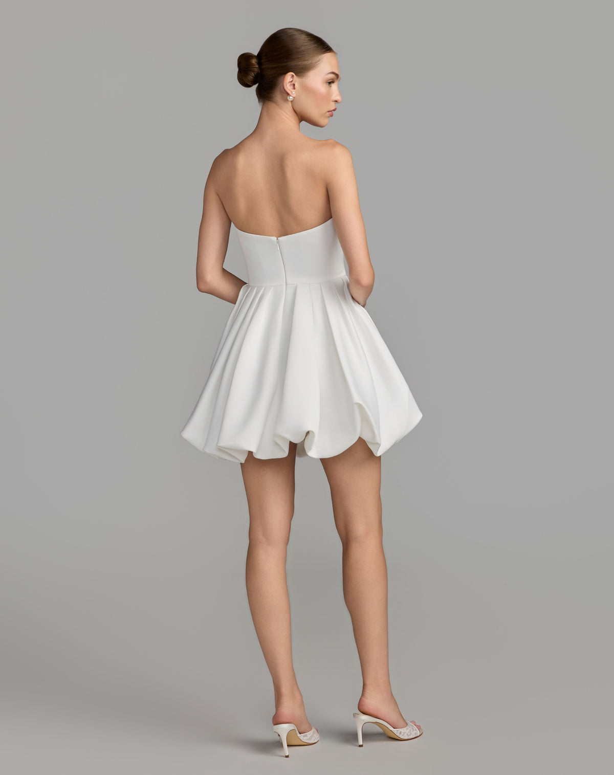 Ivory Strapless Mini Dress With 3D Rosette - Ieena for Mac Duggal