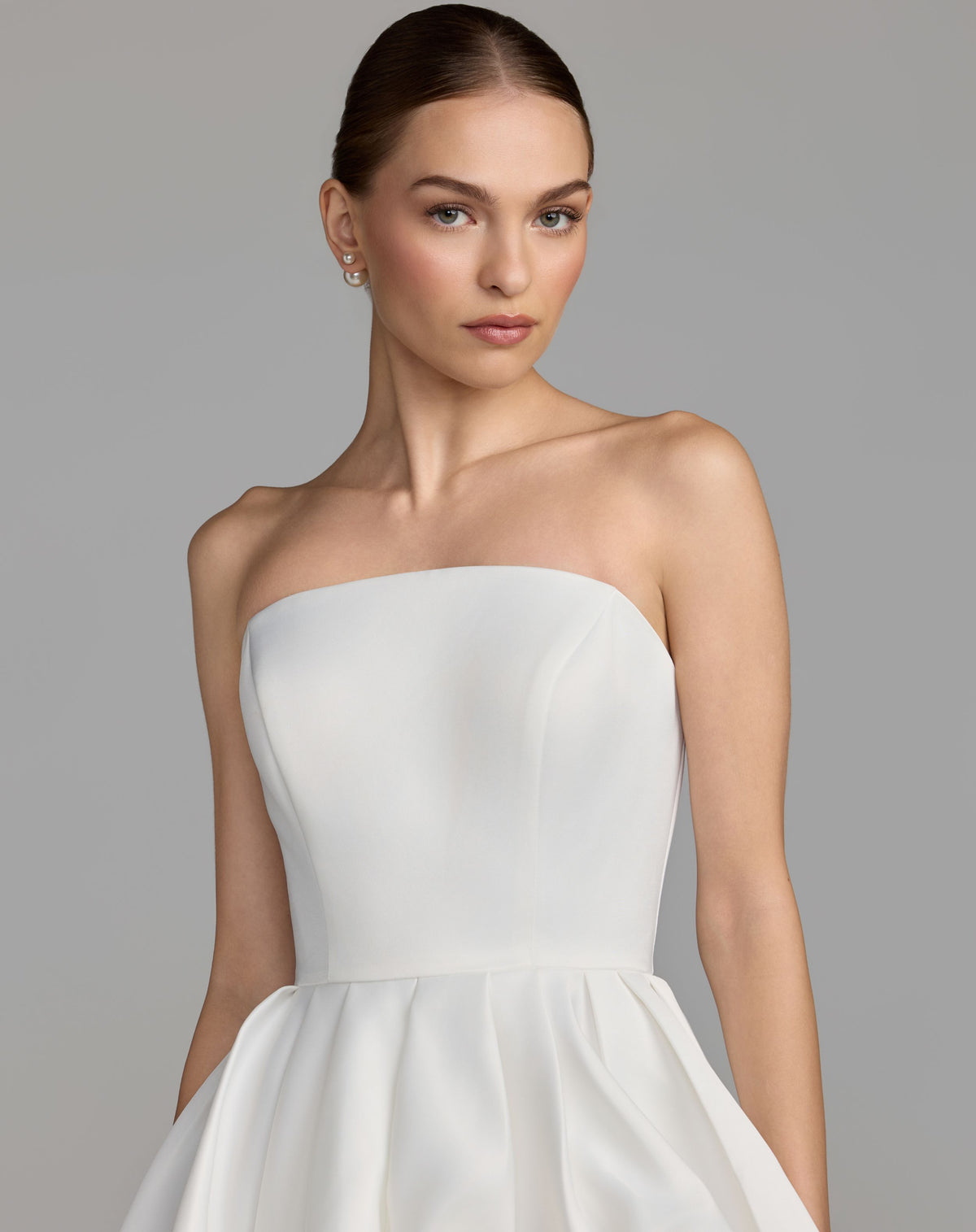 Ivory Strapless Mini Dress With 3D Rosette - Ieena for Mac Duggal