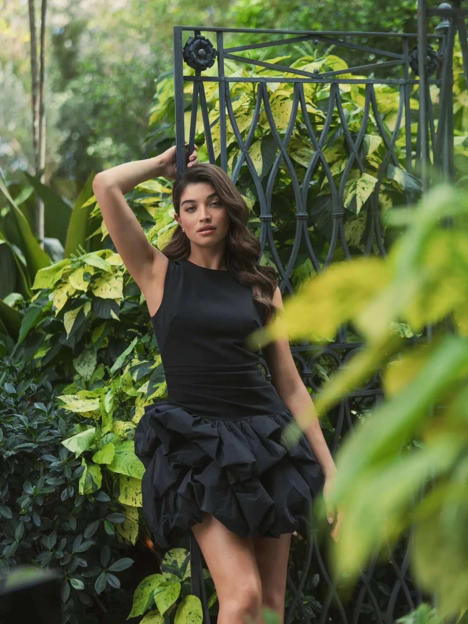 Black Sleeveless Crepe Bubble Skirt Mini Dress - Mac Duggal