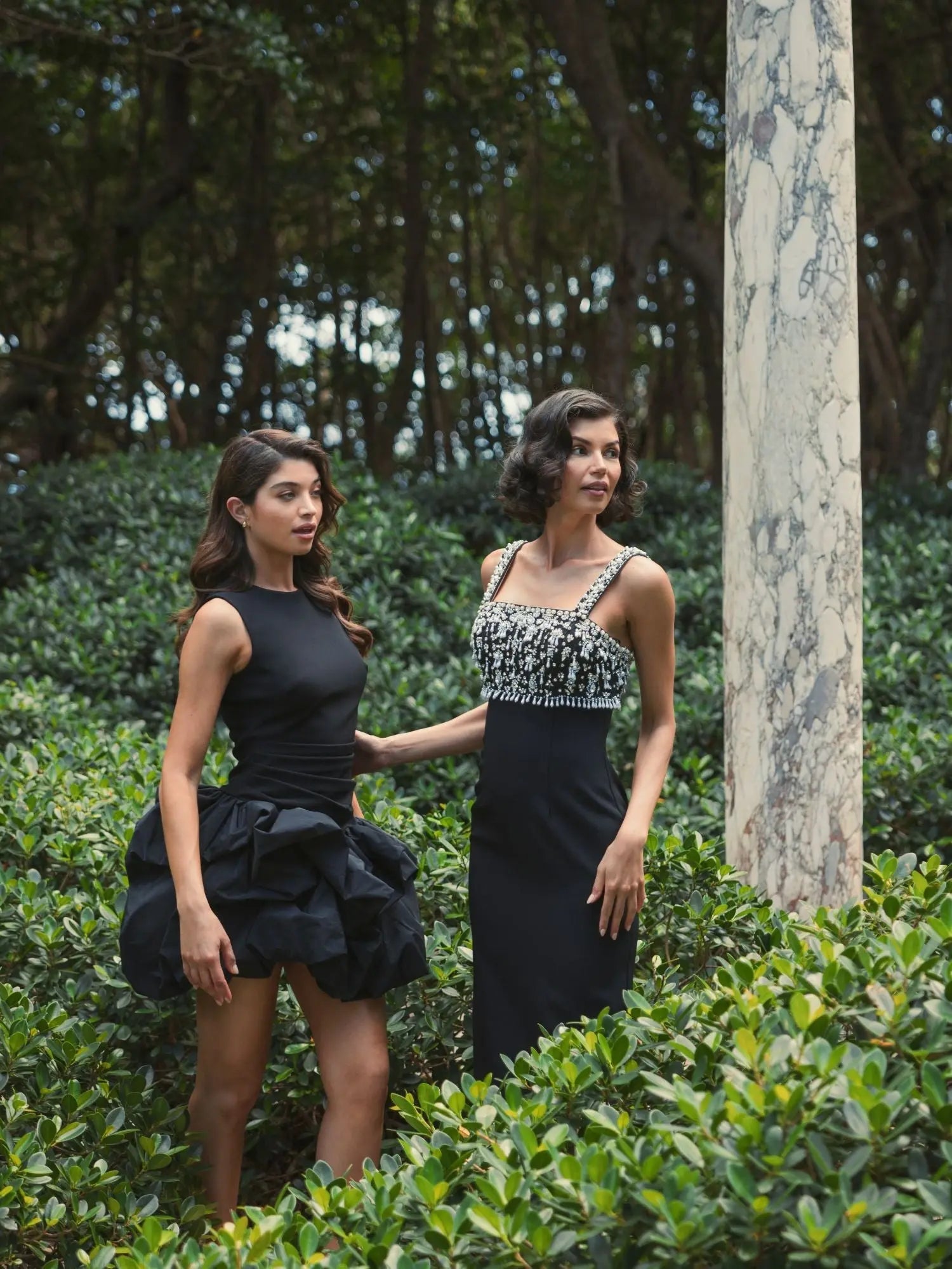 Black Sleeveless Crepe Bubble Skirt Mini Dress - Mac Duggal