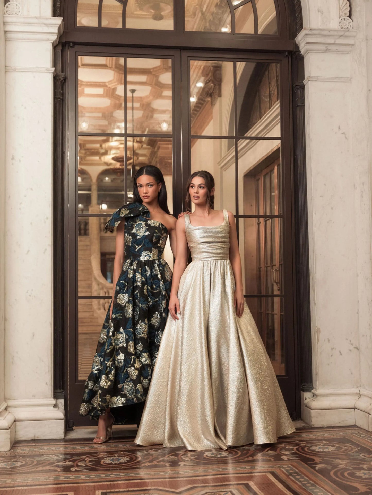 Gold Metallic Pleated Bodice Ballgown - Mac Duggal