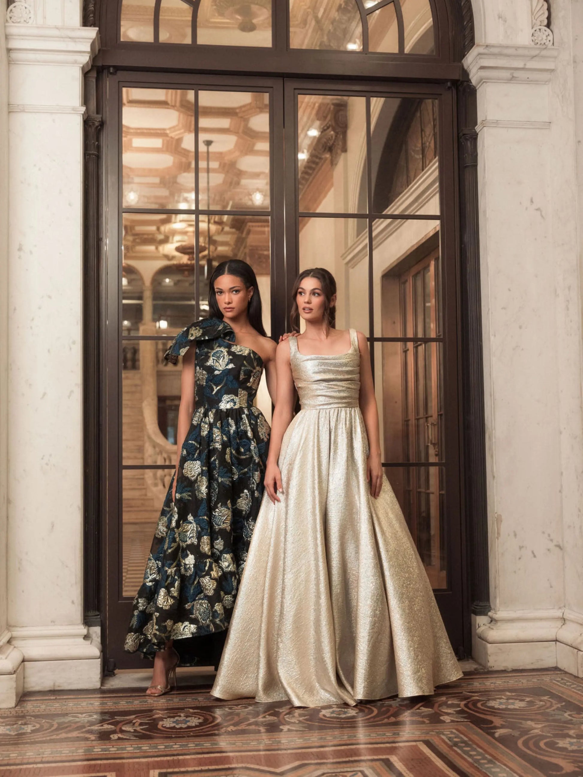 Gold Metallic Pleated Bodice Ballgown - Mac Duggal