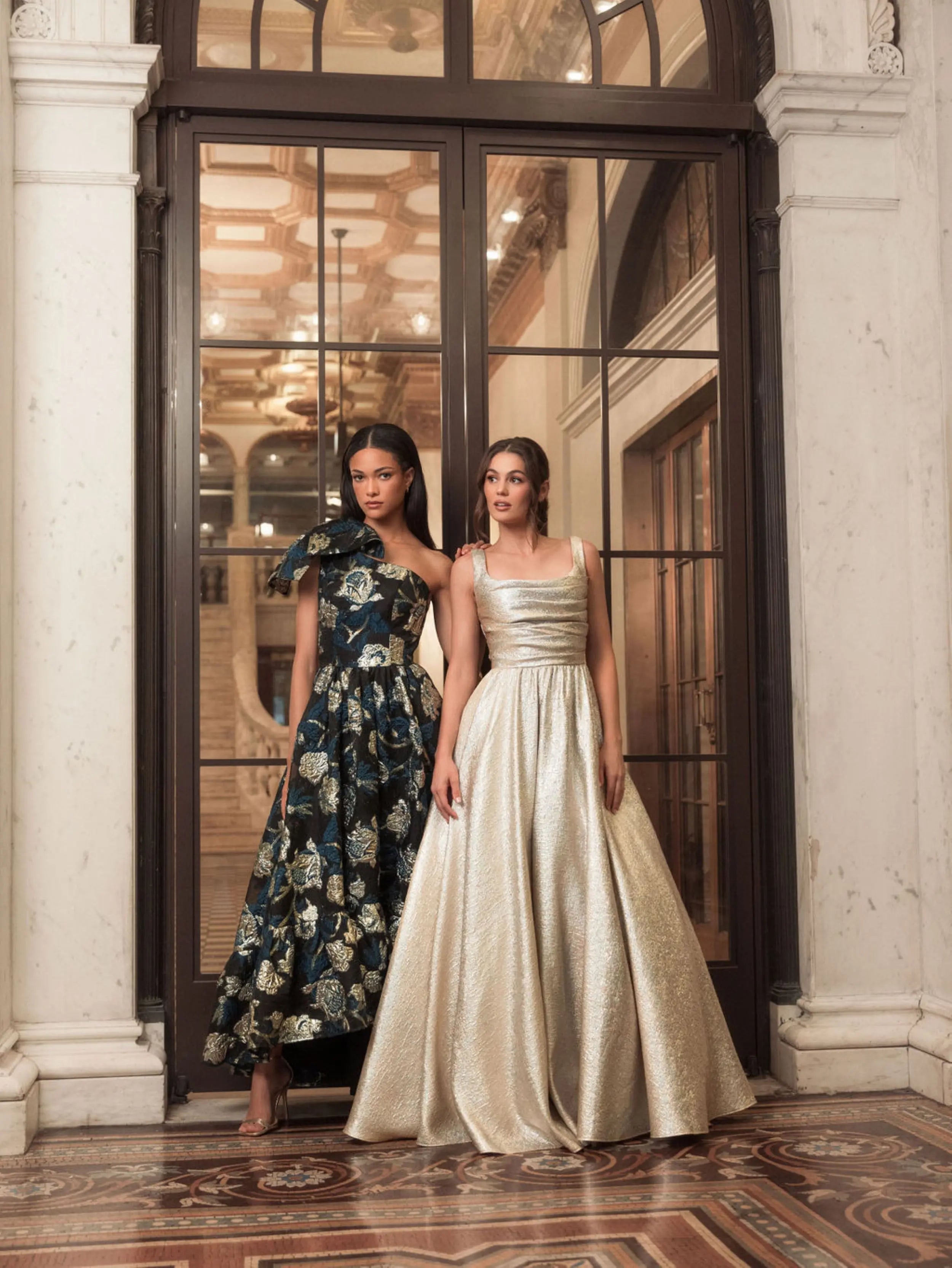 Gold Metallic Pleated Bodice Ballgown - Mac Duggal