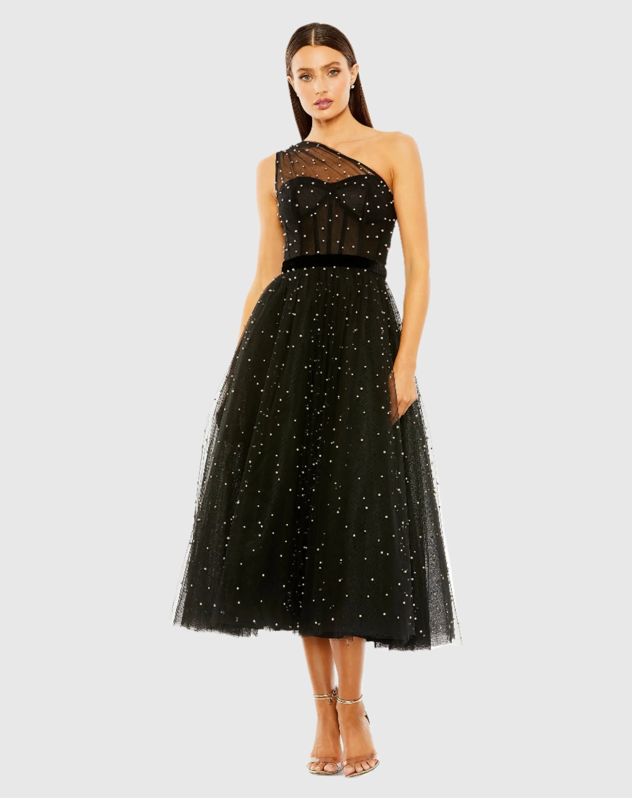 Embellished Floral Long Sleeve Dress - Mac Duggal Black / US 2 Embellished Floral Long Sleeve Dress - Mac Duggal Black / US 2