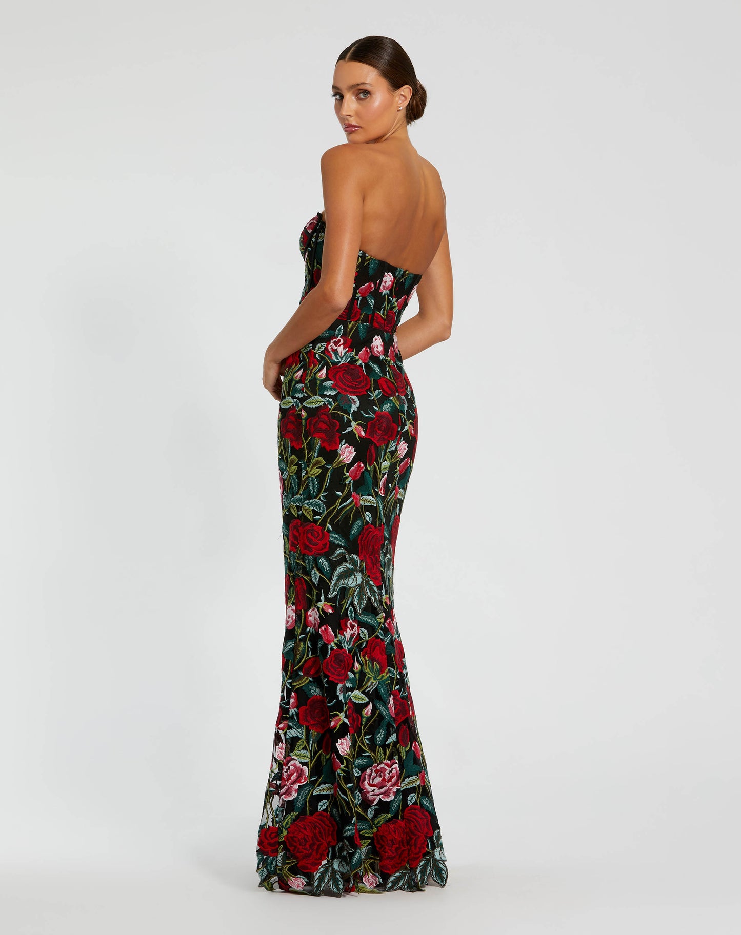 Robe bustier transparente avec appliques florales