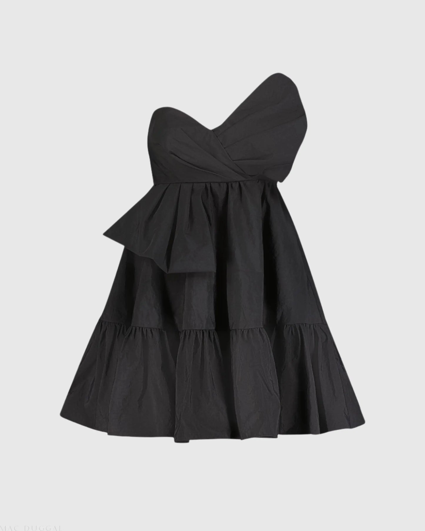 Black Faille Strapless Twist Bow Mini Dress - Mac Duggal