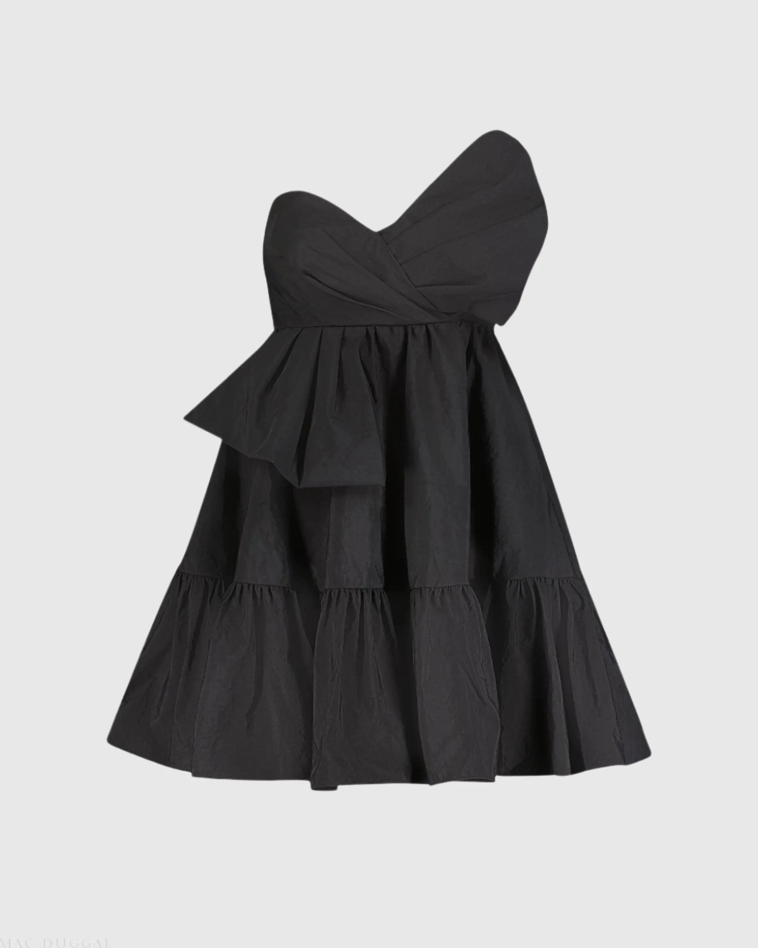 Black Faille Strapless Twist Bow Mini Dress - Mac Duggal