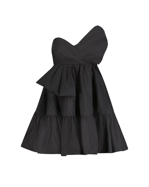 Faille Strapless Twist Bow Mini Dress